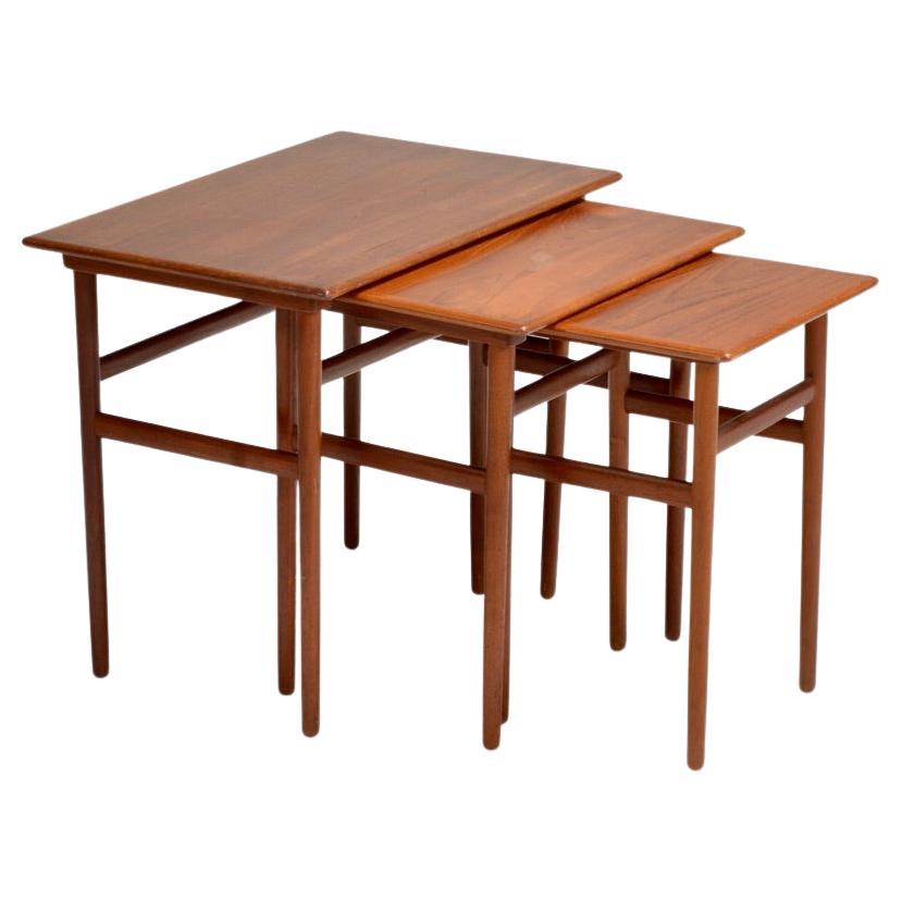 Danish Mid-Century Modern Nesting Teak Tables, Stamped Mark