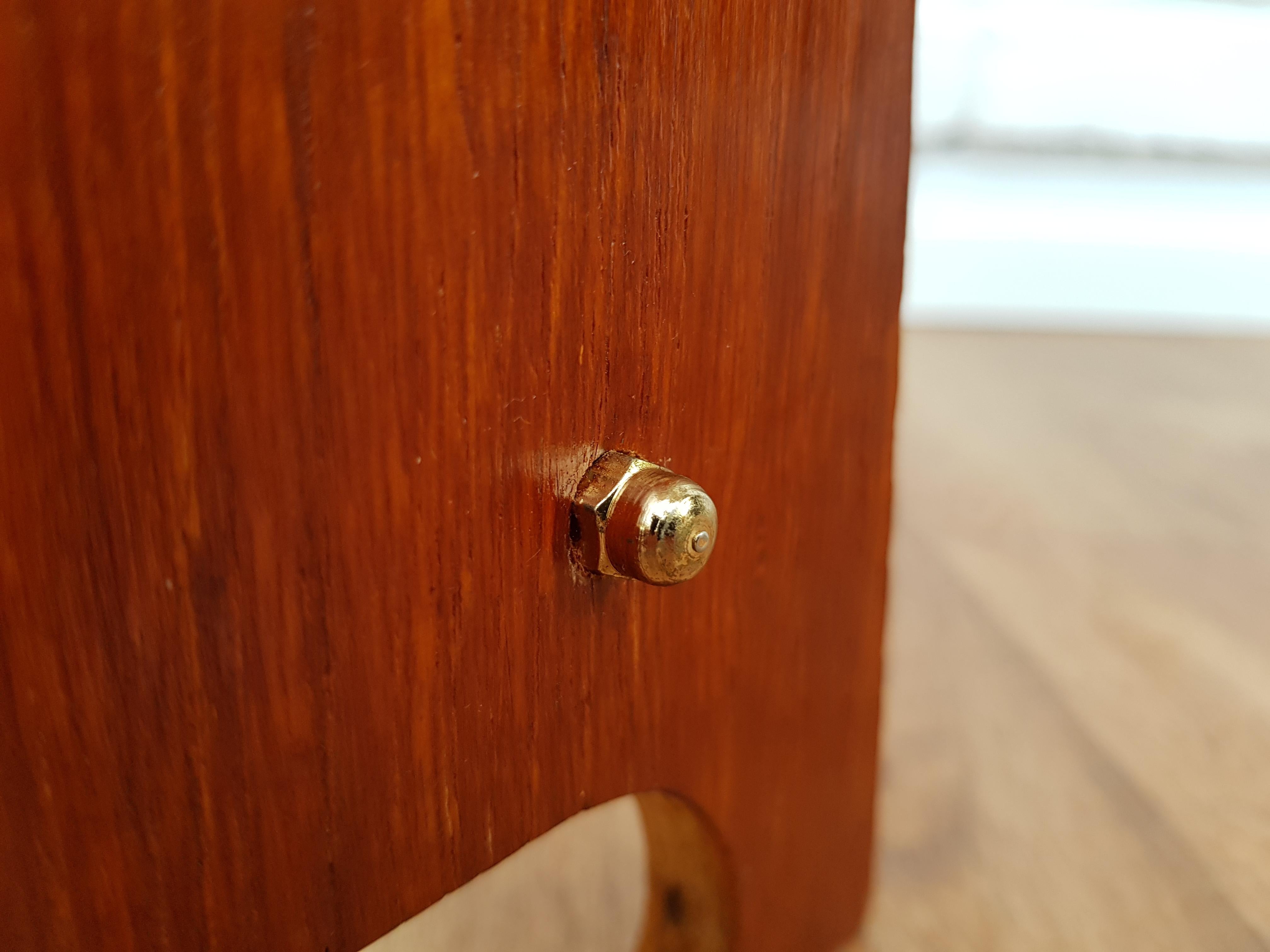 Danish Newspaper Holder, Teak Wood, Brass, 1960s For Sale 7