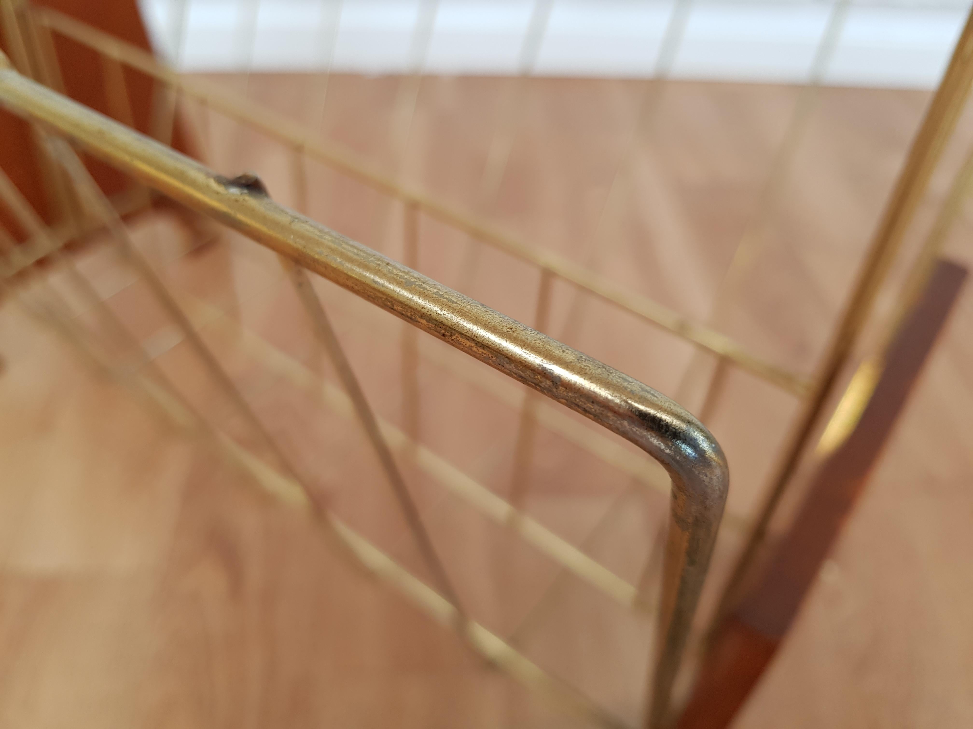 Mid-20th Century Danish Newspaper Holder, Teak Wood, Brass, 1960s For Sale