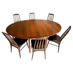 Ensemble de salle à manger danois Niels Koefoed en bois de palissandre à pieds repliables, avec six chaises Eva