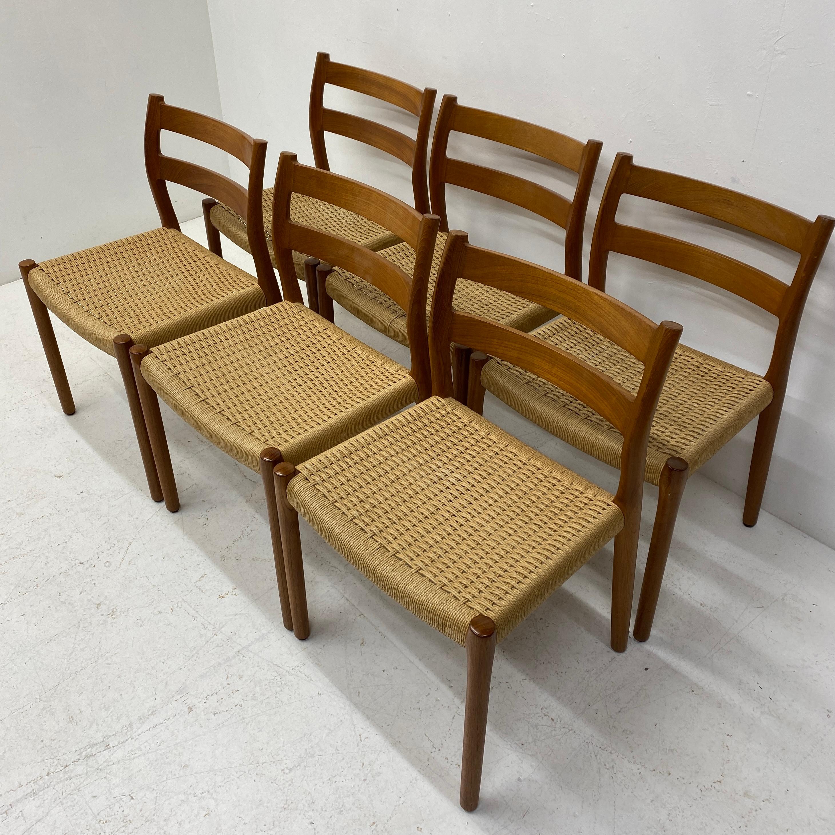 Mid-Century Modern Danish Niels Moller Dining Chairs Six
