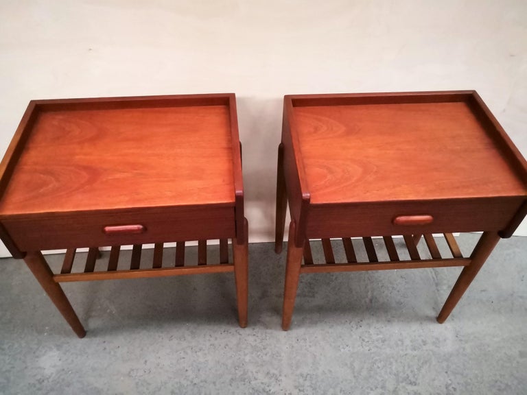 Danish Nightstands from Omann Jun, 1960´s Mid-Century Modern Bedside Tables In Good Condition In Copenhagen, DK