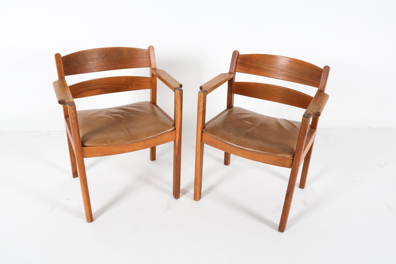 Dänischer Esstisch und Stühle aus Eiche und Leder von Kurt Ostervig, ca. 1960er Jahre im Angebot 12