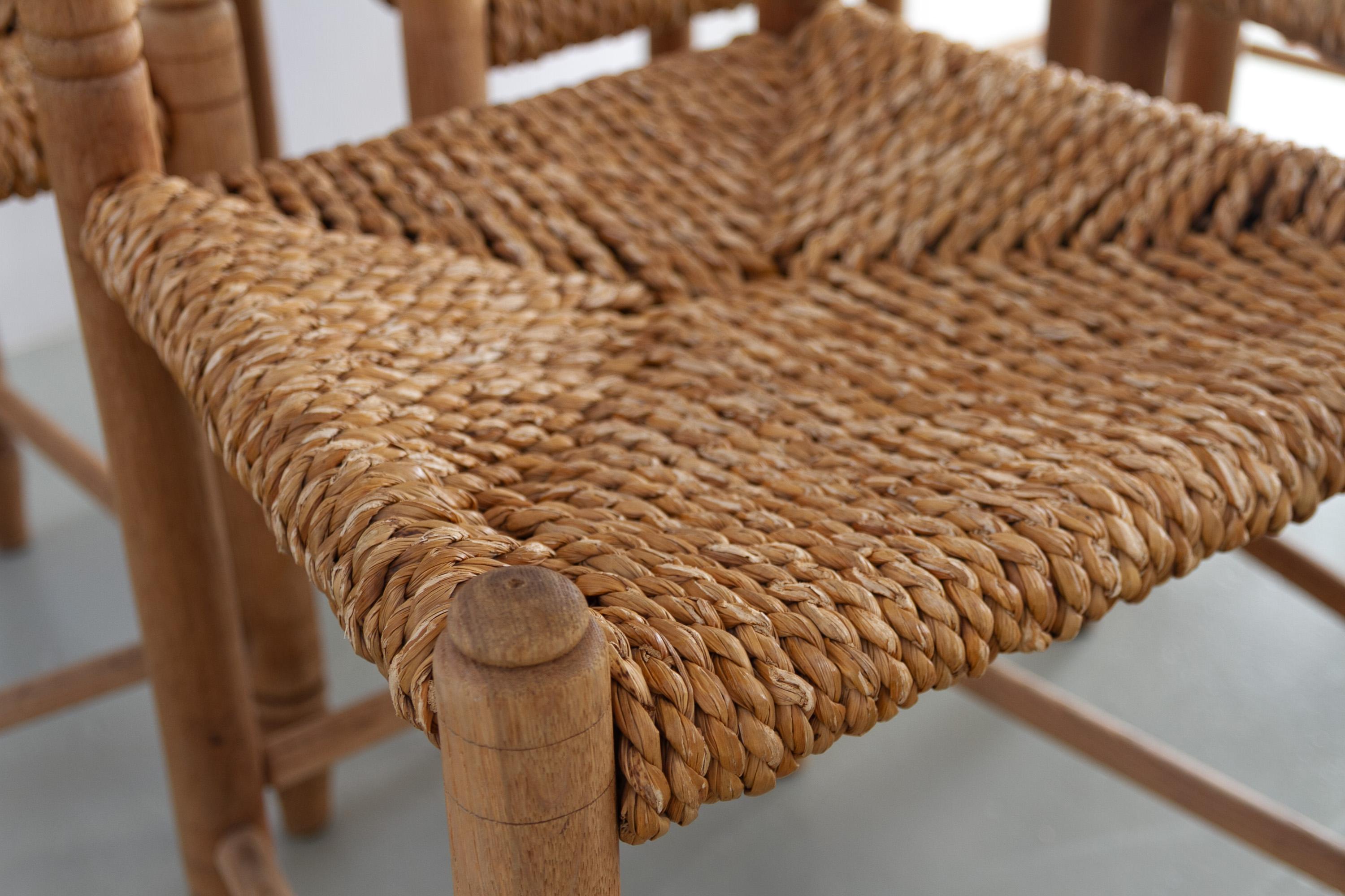 Danish Oak and Seagrass Chairs by Hans Dau, Set of 6. 1940s. For Sale 5