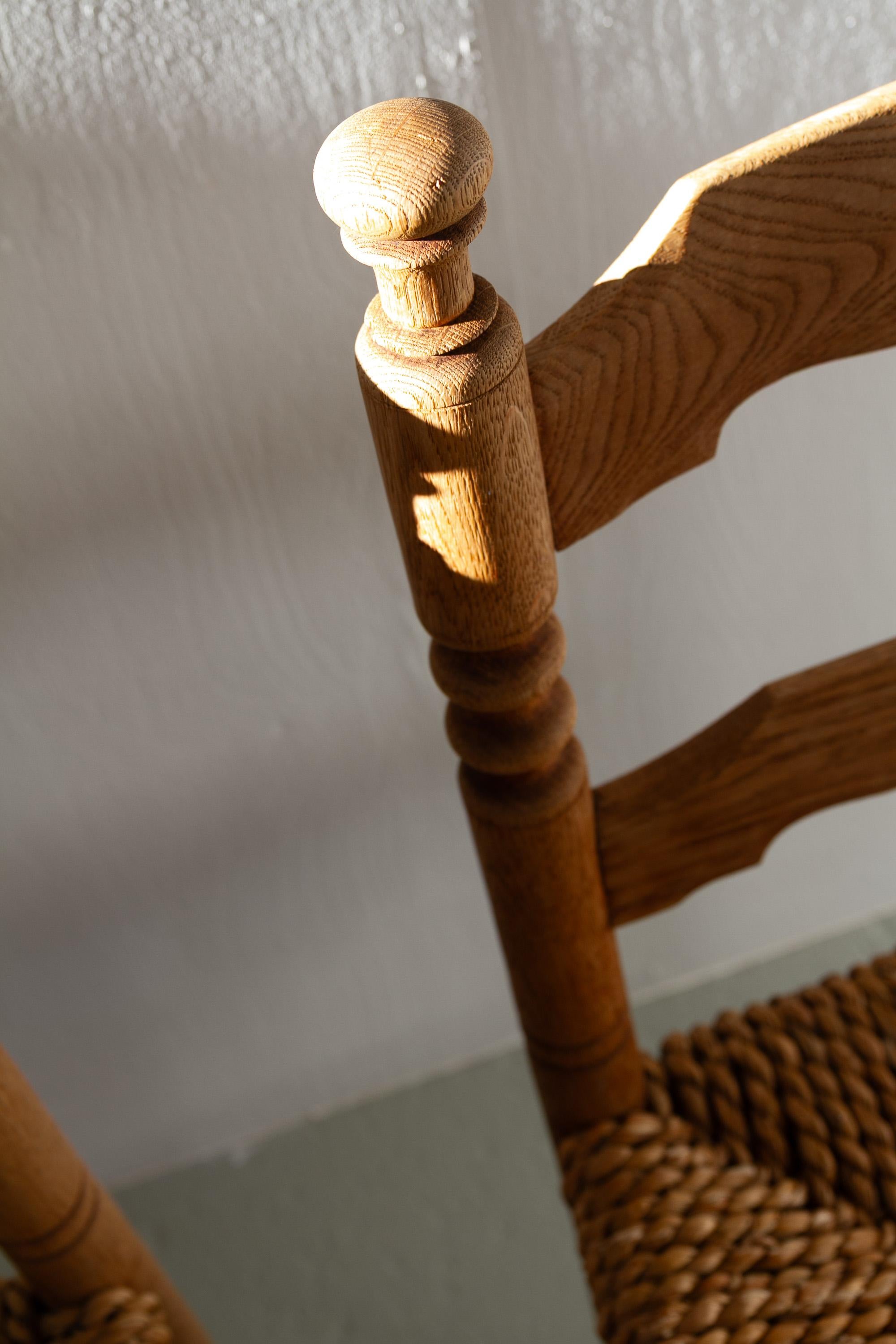 Danish Oak and Seagrass Chairs by Hans Dau, Set of 6. 1940s. For Sale 6