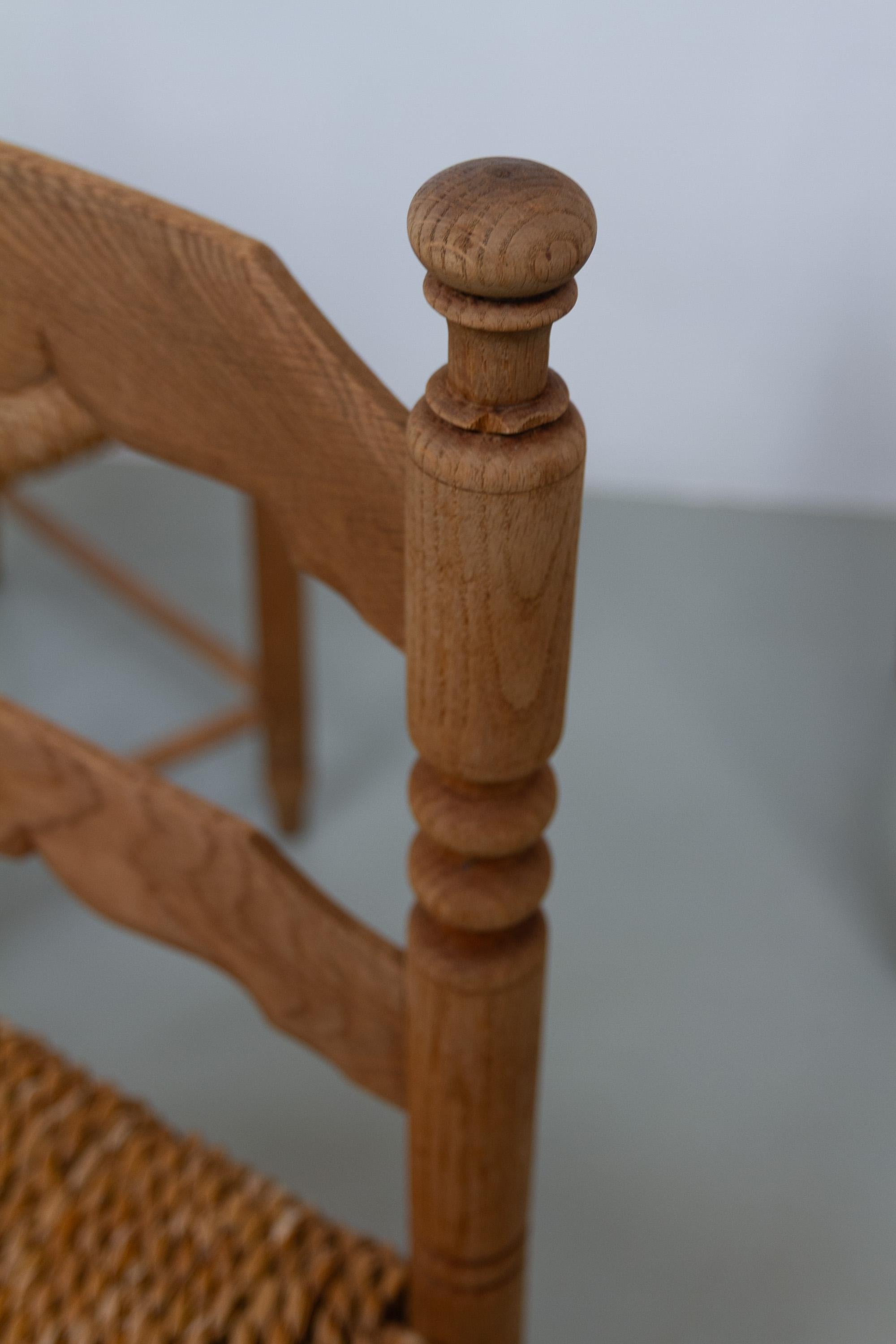 Danish Oak and Seagrass Chairs by Hans Dau, Set of 6. 1940s. For Sale 8