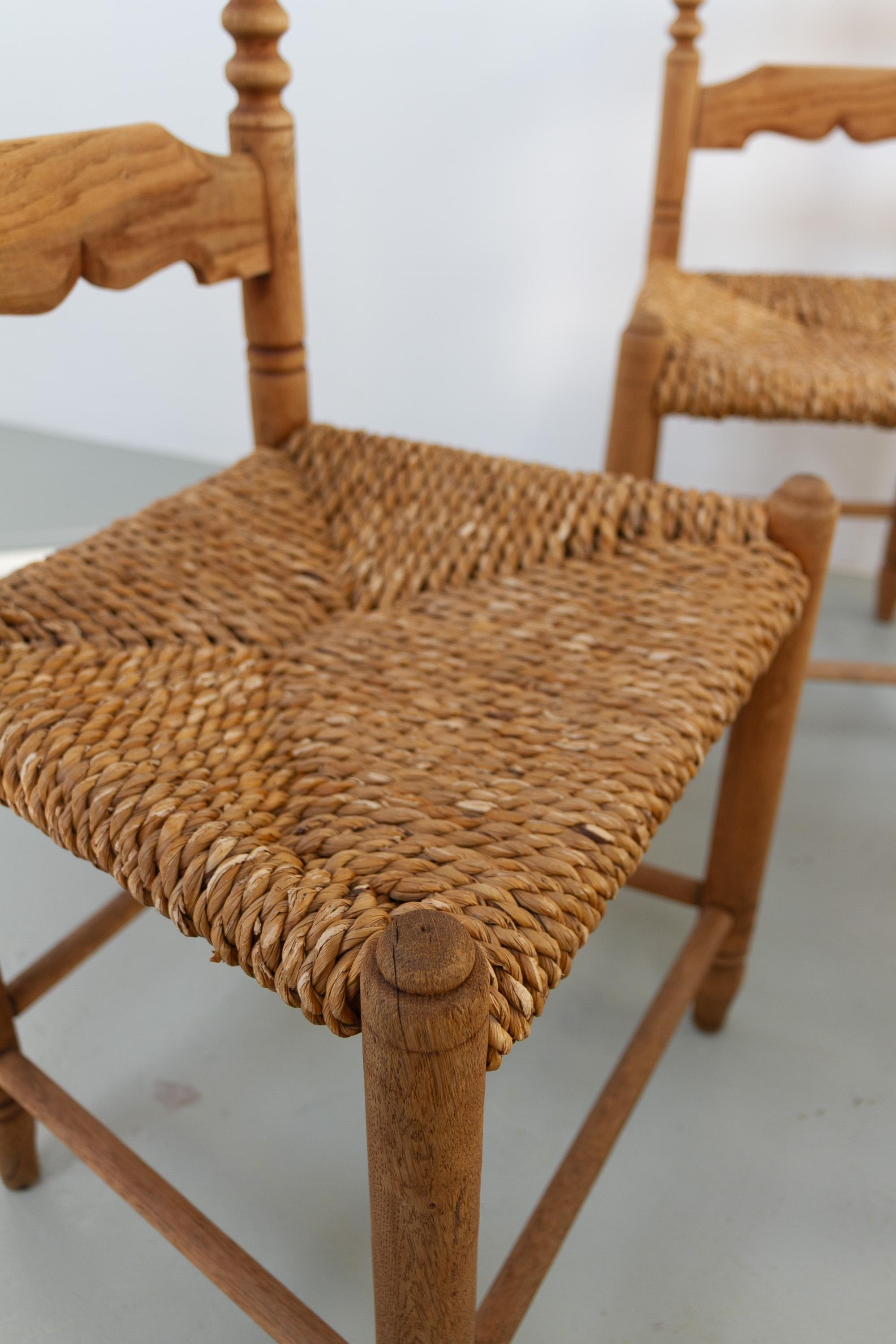 Danish Oak and Seagrass Chairs by Hans Dau, Set of 6. 1940s. For Sale 13