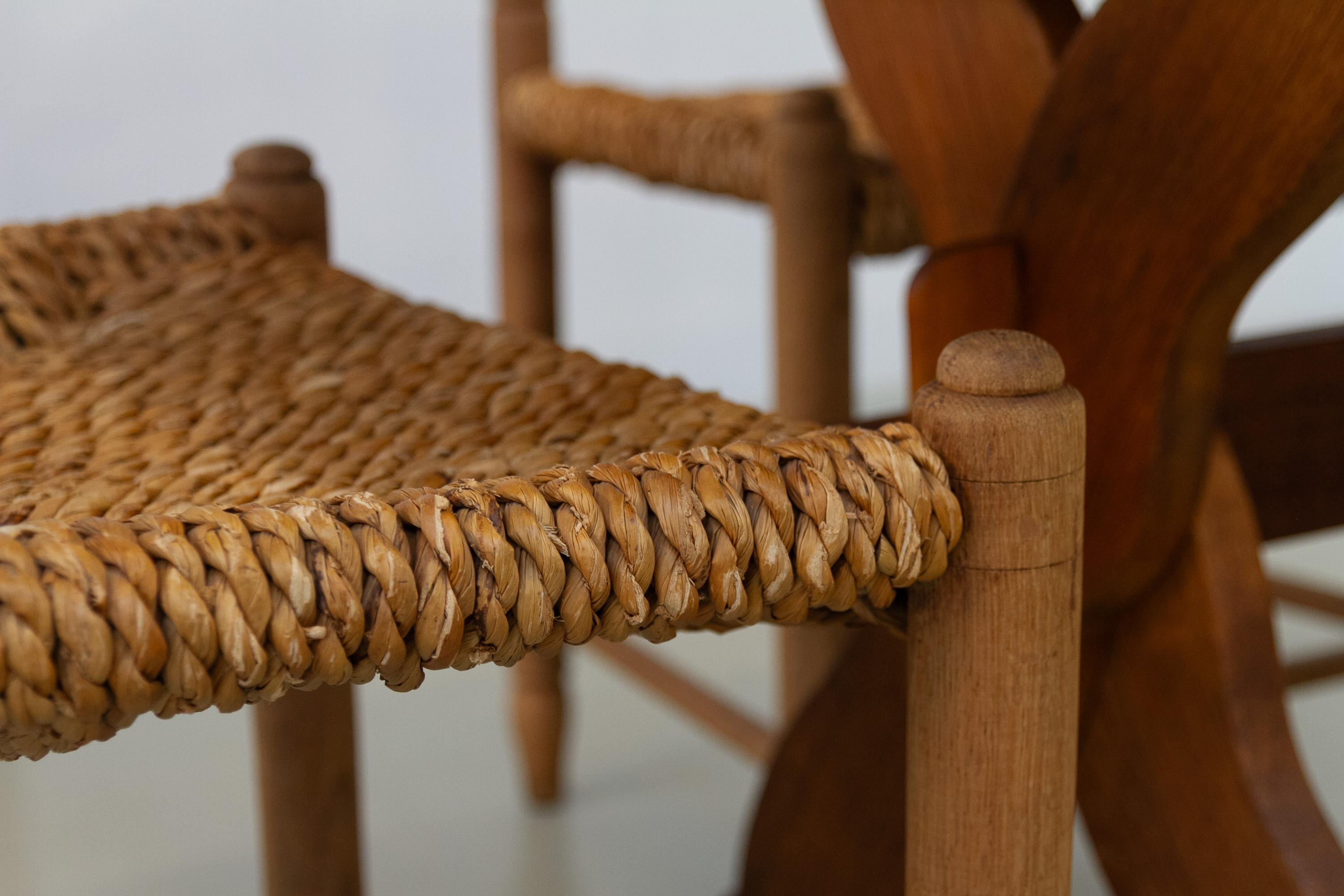 Danish Oak and Seagrass Chairs by Hans Dau, Set of 6. 1940s. For Sale 14
