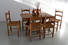 Danish Oak and Seagrass Chairs by Hans Dau, Set of 6. 1940s.