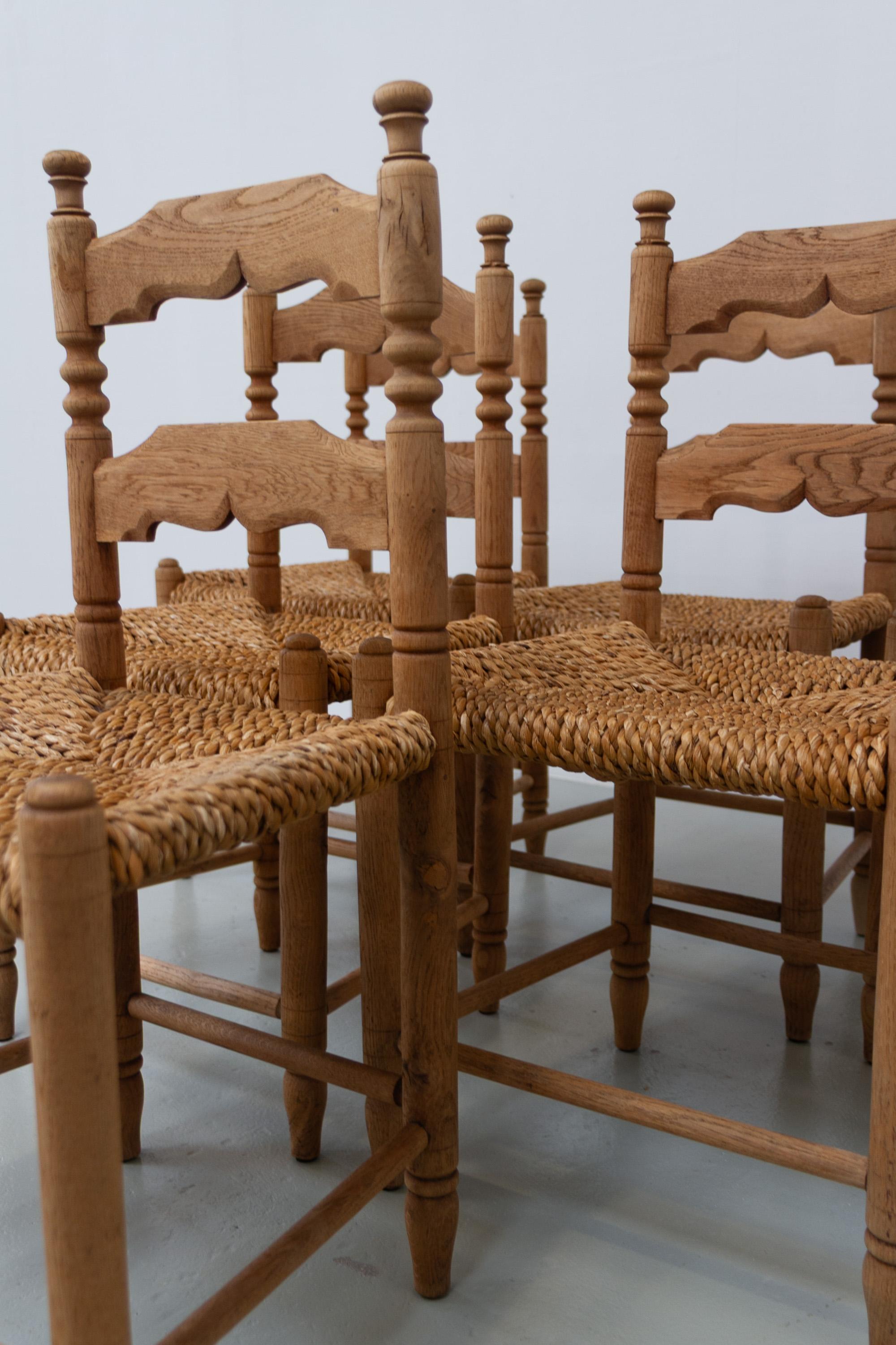 Danish Oak and Seagrass Chairs by Hans Dau, Set of 6. 1940s. For Sale 2