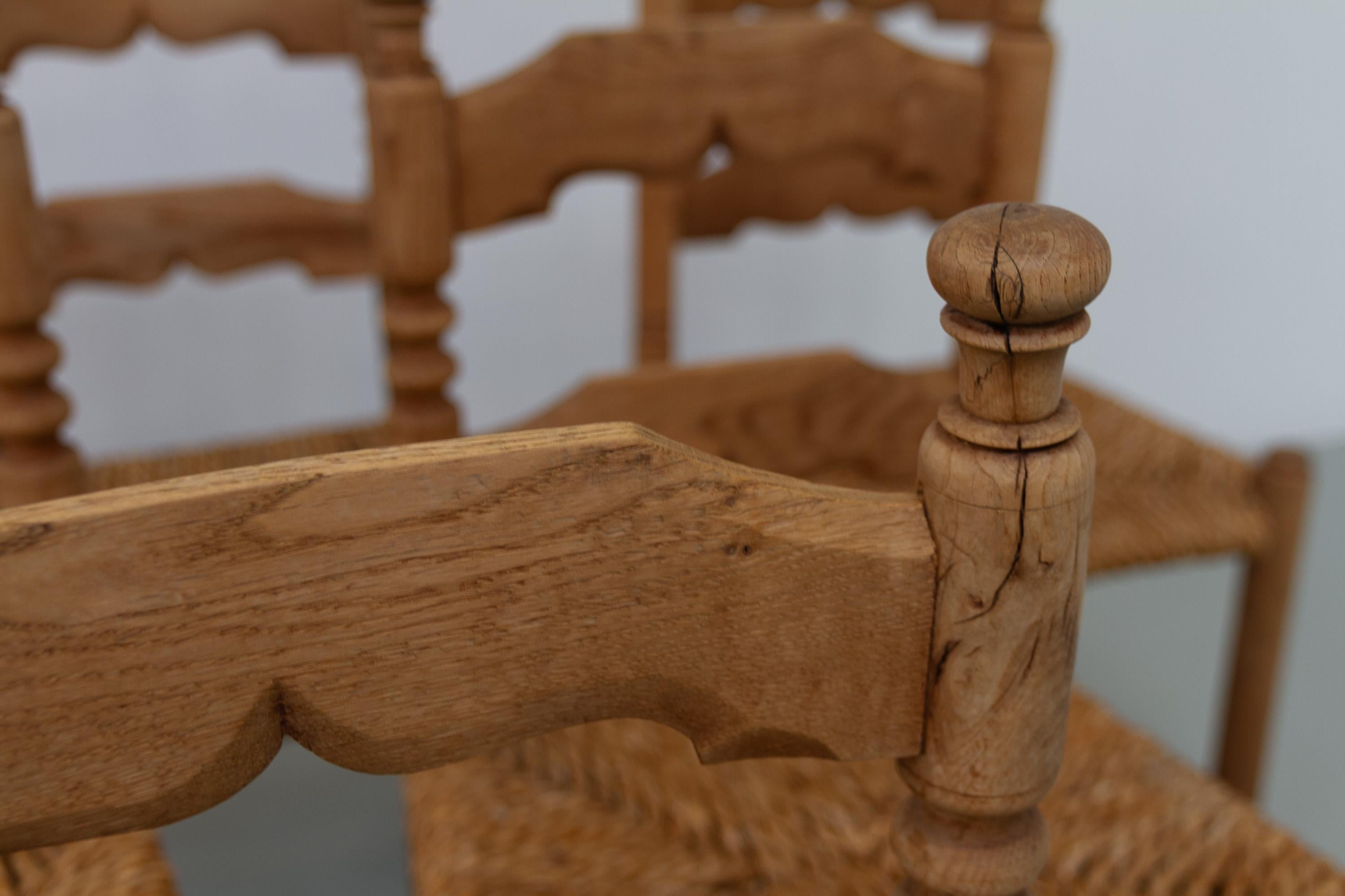 Danish Oak and Seagrass Chairs by Hans Dau, Set of 6. 1940s. For Sale 3