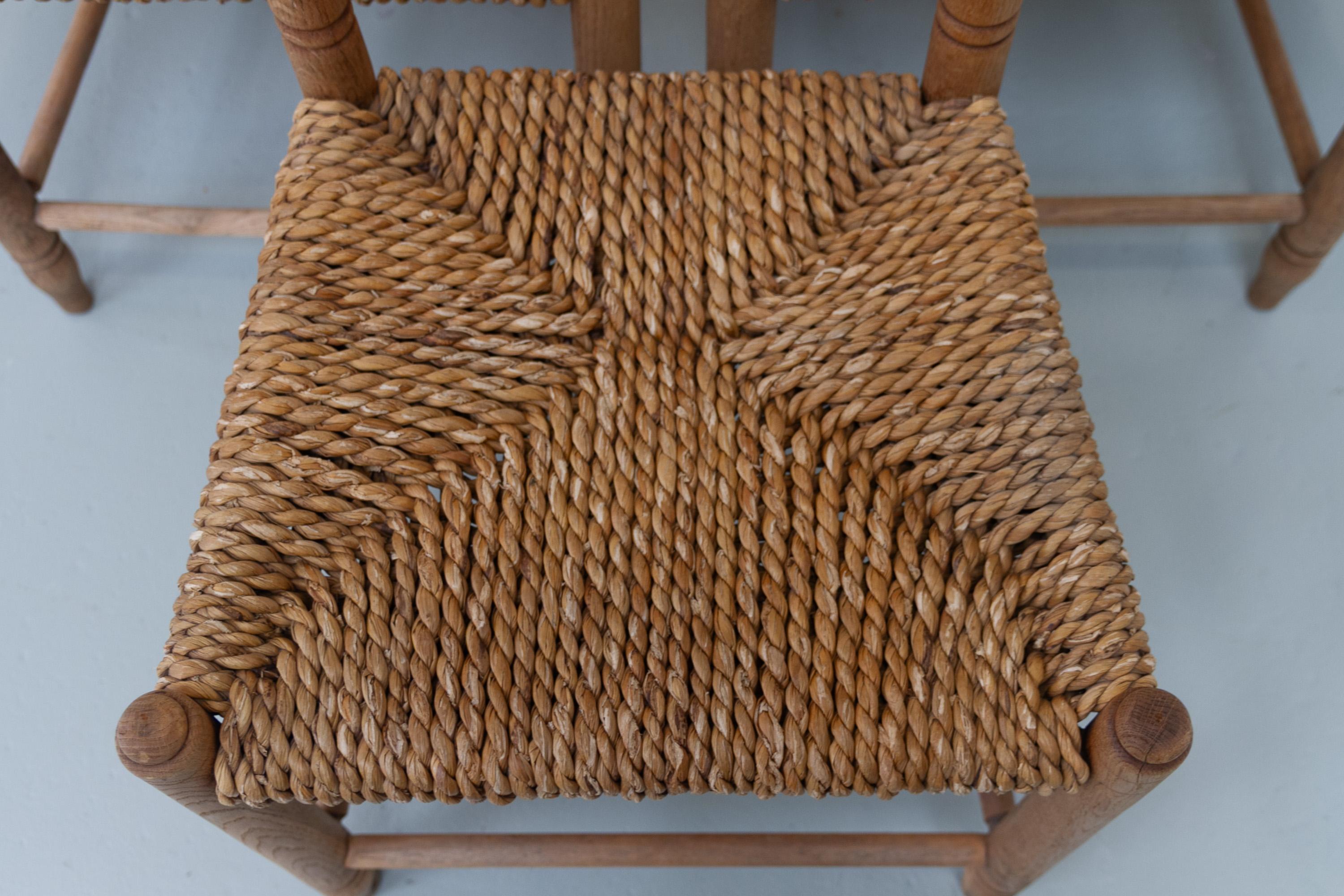 Danish Oak and Seagrass Chairs by Hans Dau, Set of 6. 1940s. For Sale 4