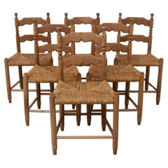Danish Oak and Seagrass Chairs by Hans Dau, Set of 6. 1940s.