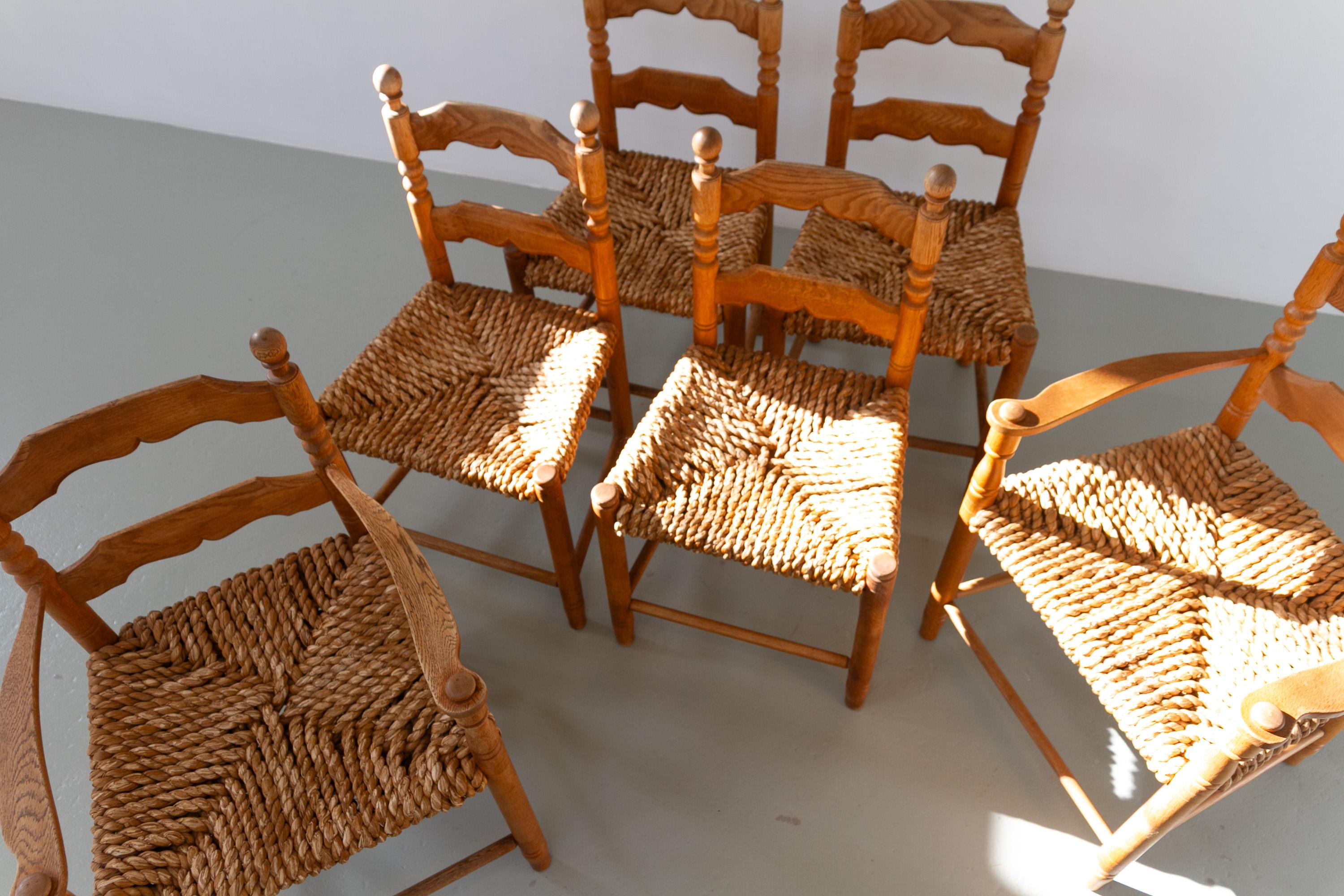 Sedie danesi in Oak e Seagrass di Hans Dau, set di 6. Anni '60. in vendita 4