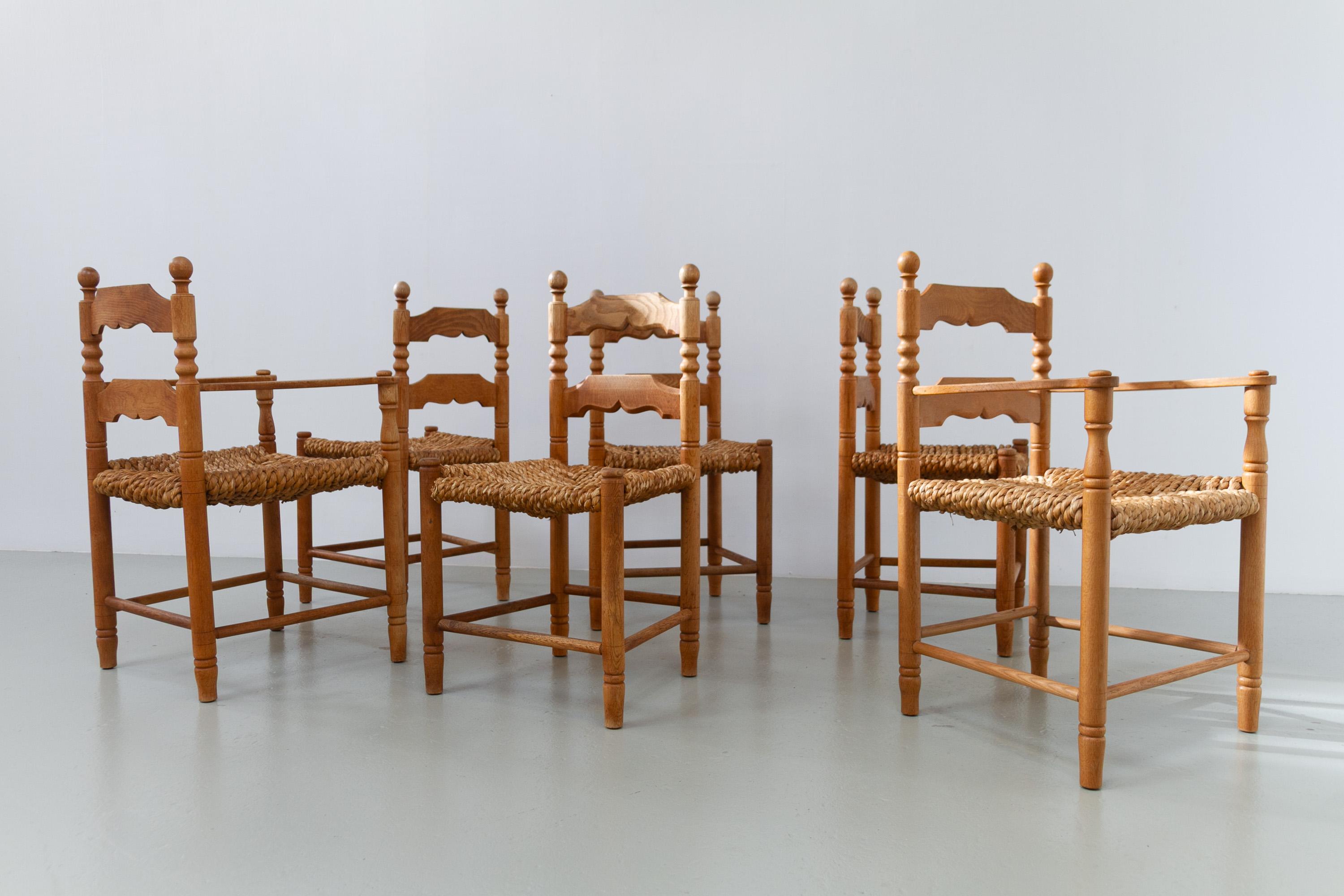 Sedie danesi in Oak e Seagrass di Hans Dau, set di 6. Anni '60. in vendita 8