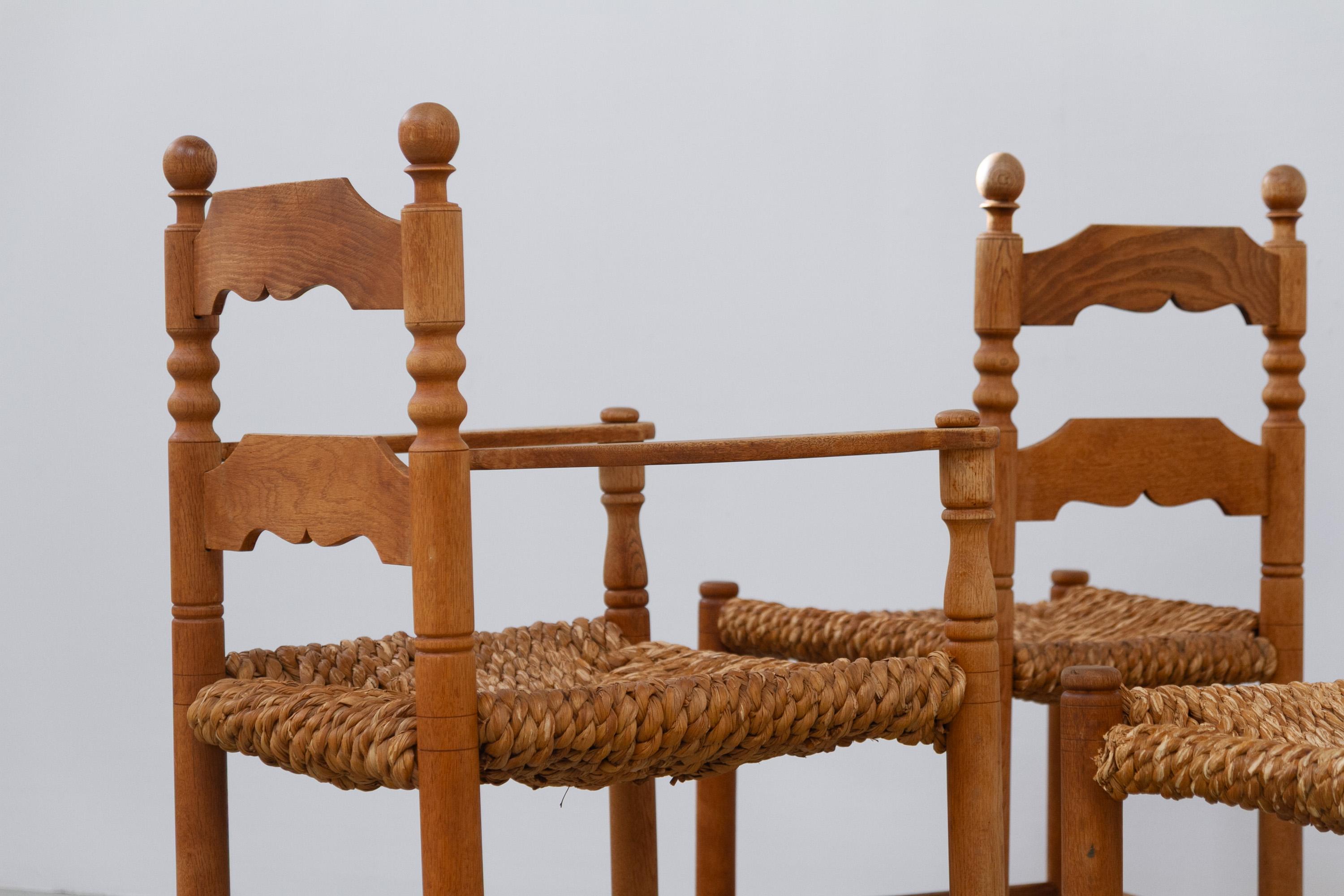 Sedie danesi in Oak e Seagrass di Hans Dau, set di 6. Anni '60. in vendita 9