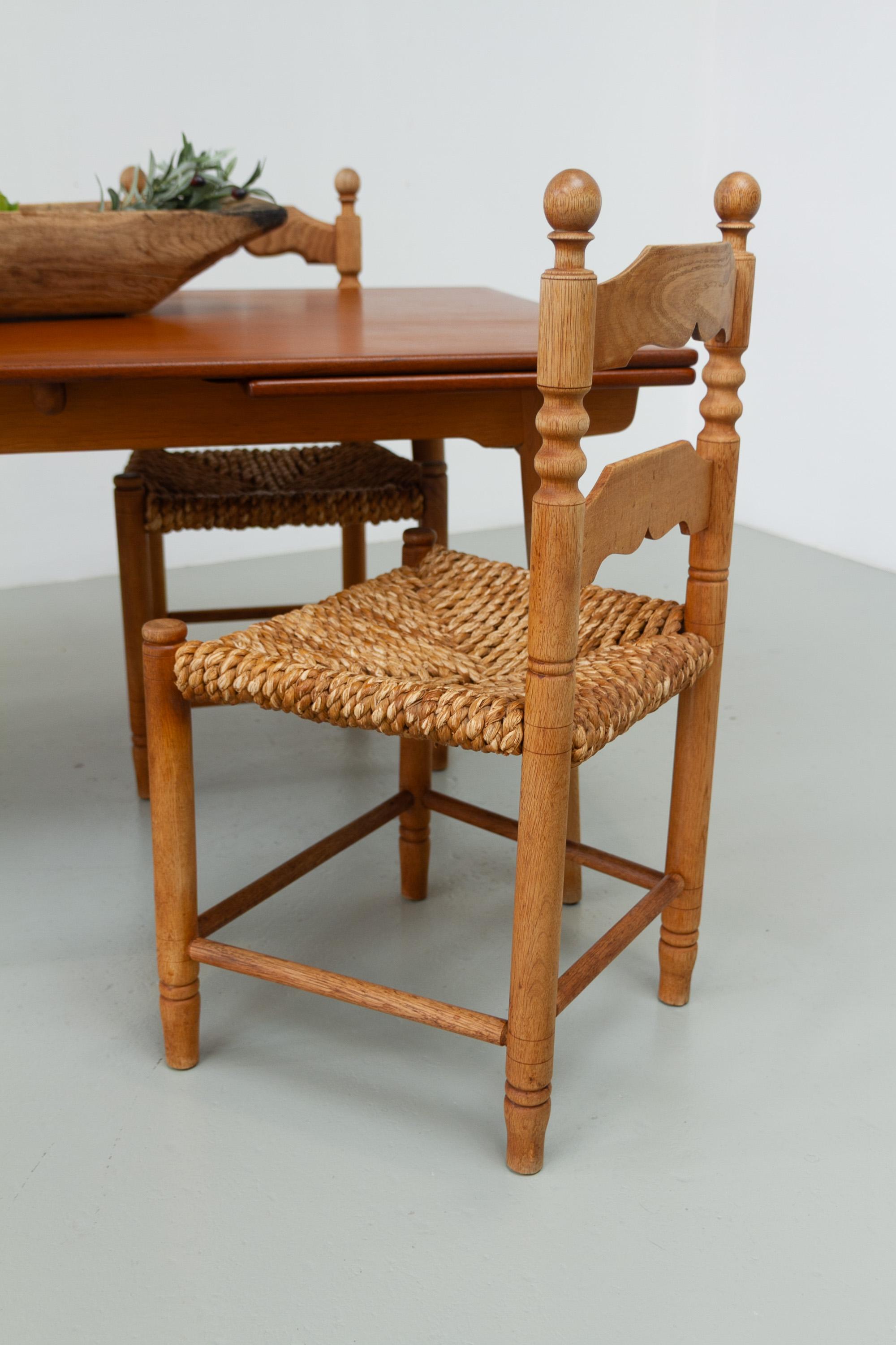 Sedie danesi in Oak e Seagrass di Hans Dau, set di 6. Anni '60. in vendita 12