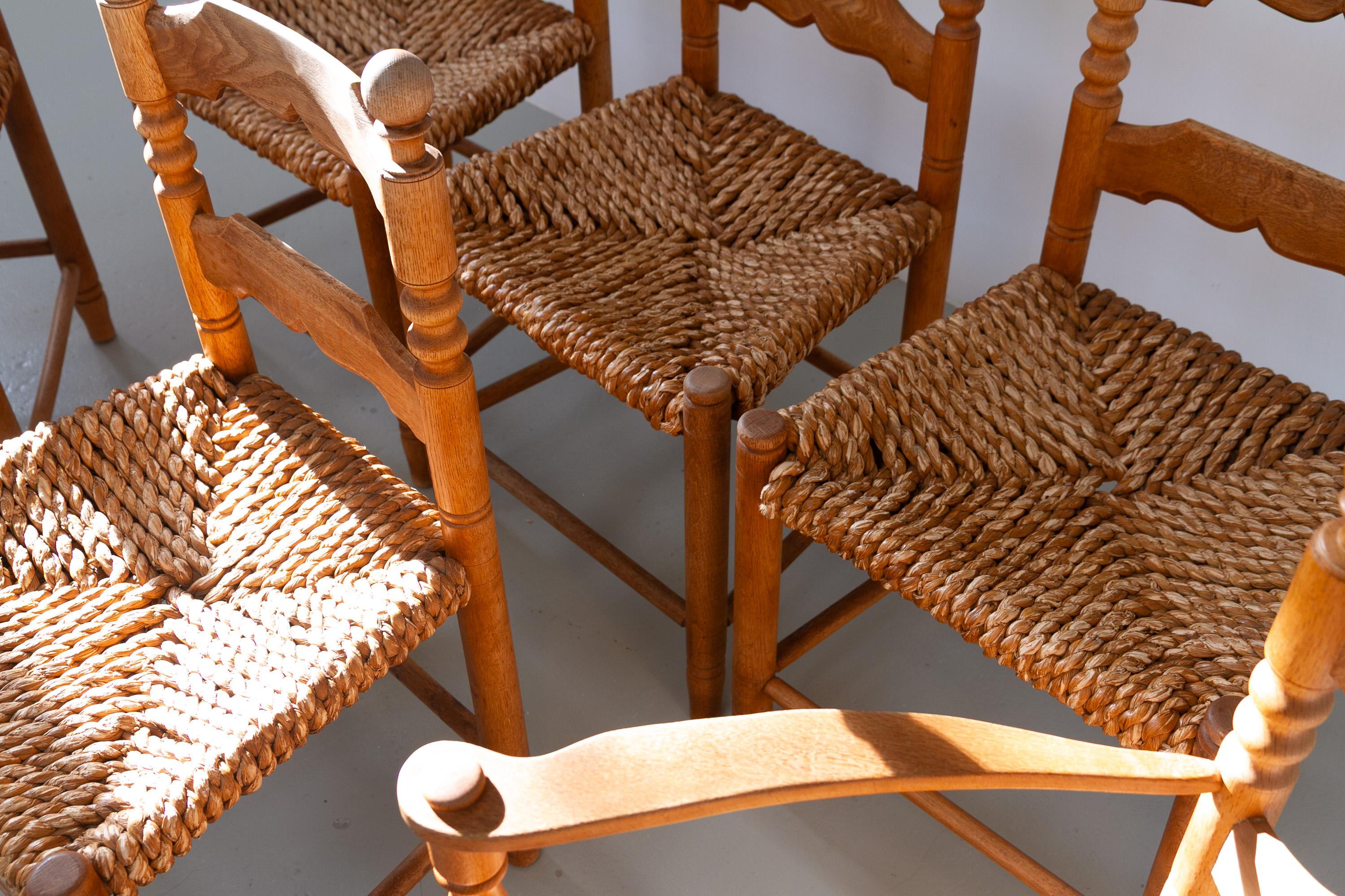 Sedie danesi in Oak e Seagrass di Hans Dau, set di 6. Anni '60. In condizioni buone in vendita a Asaa, DK