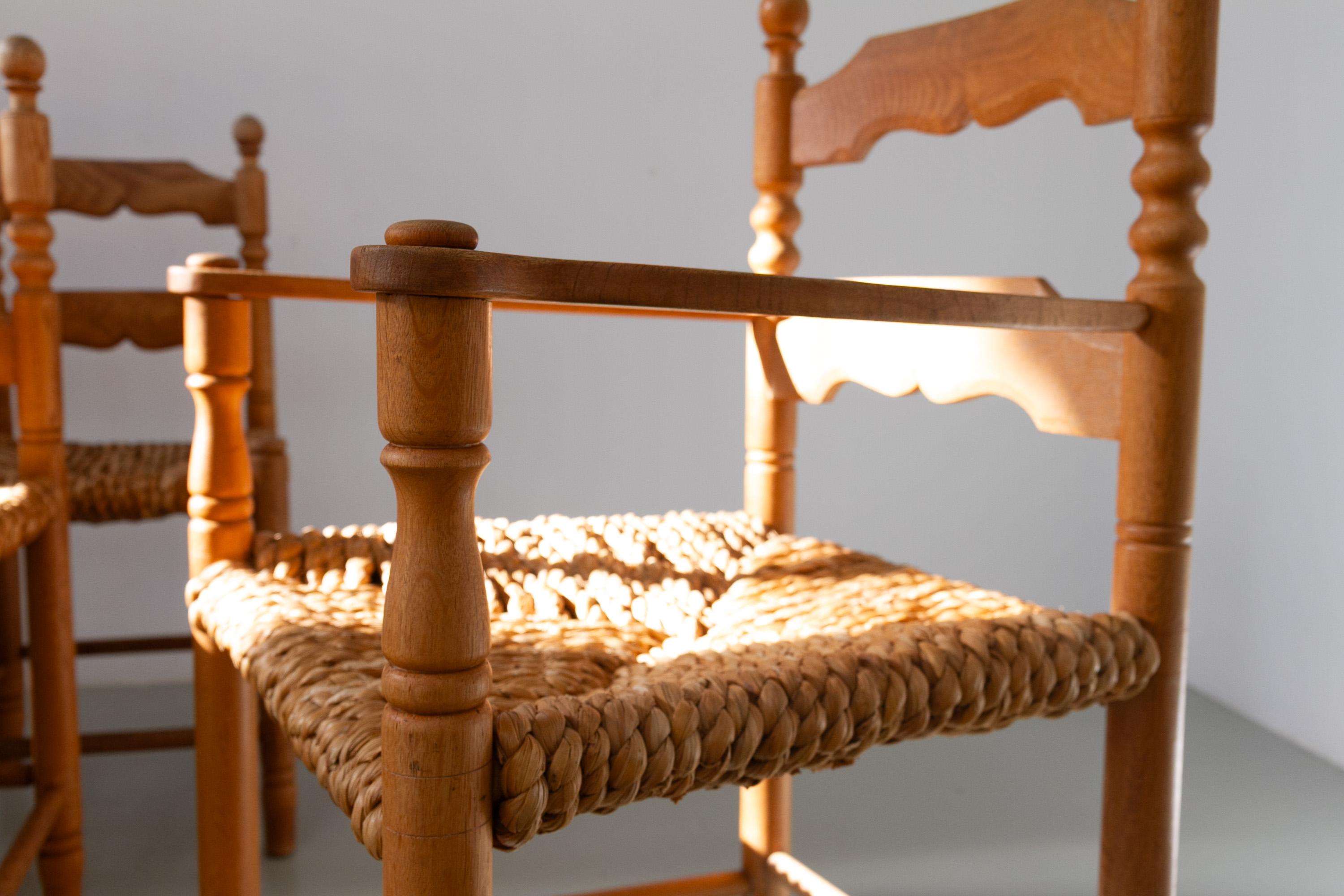Sedie danesi in Oak e Seagrass di Hans Dau, set di 6. Anni '60. in vendita 2