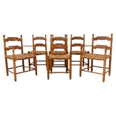 Sedie danesi in Oak e Seagrass di Hans Dau, set di 6. Anni '60.