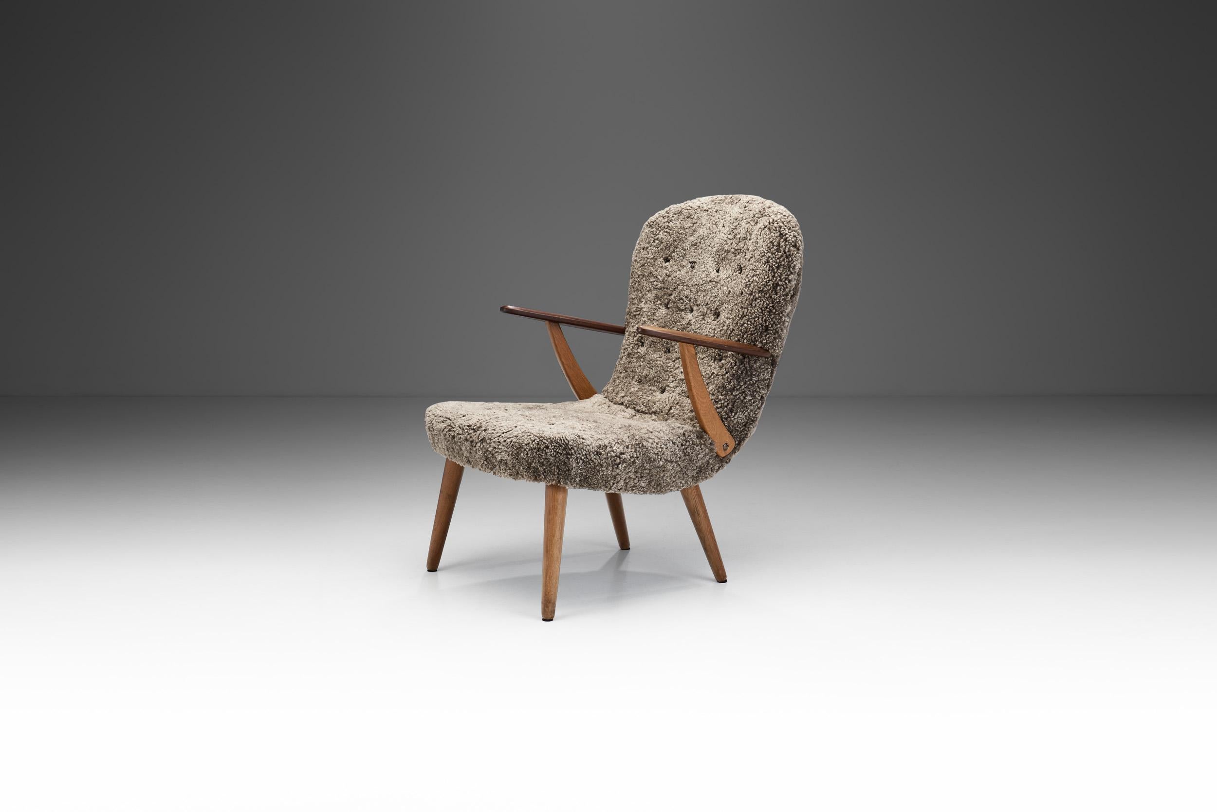 20th Century Danish Oak and Teak Armchair, Denmark, 1950s