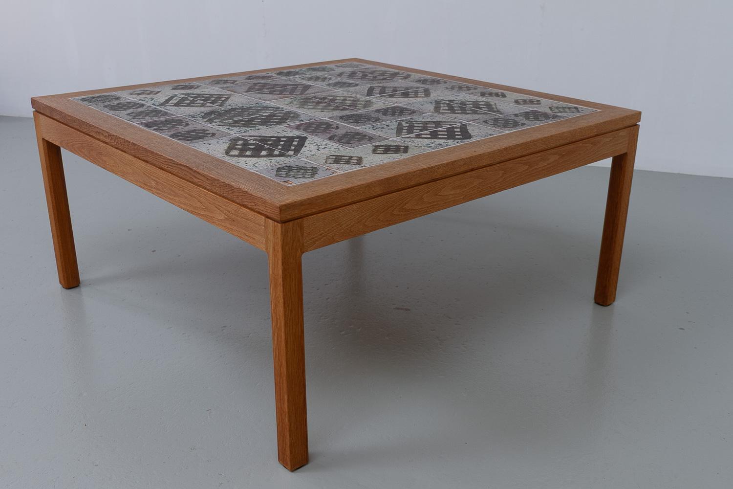 Danish Oak and Tile Coffee Table by Tue Poulsen, 1960s. For Sale 5