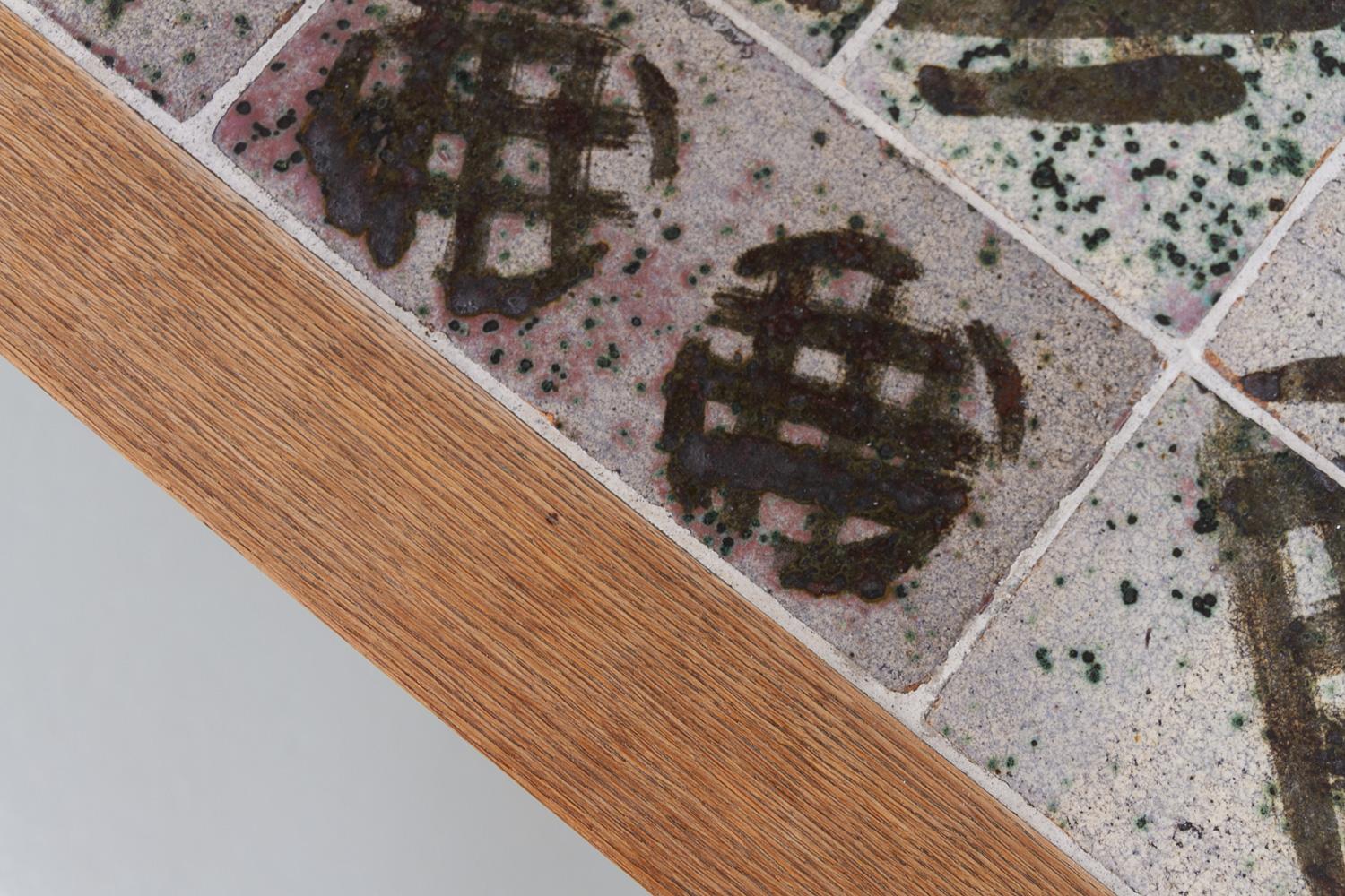 Danish Oak and Tile Coffee Table by Tue Poulsen, 1960s. For Sale 7