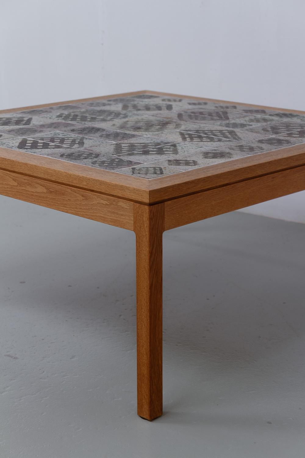 Danish Oak and Tile Coffee Table by Tue Poulsen, 1960s. For Sale 9