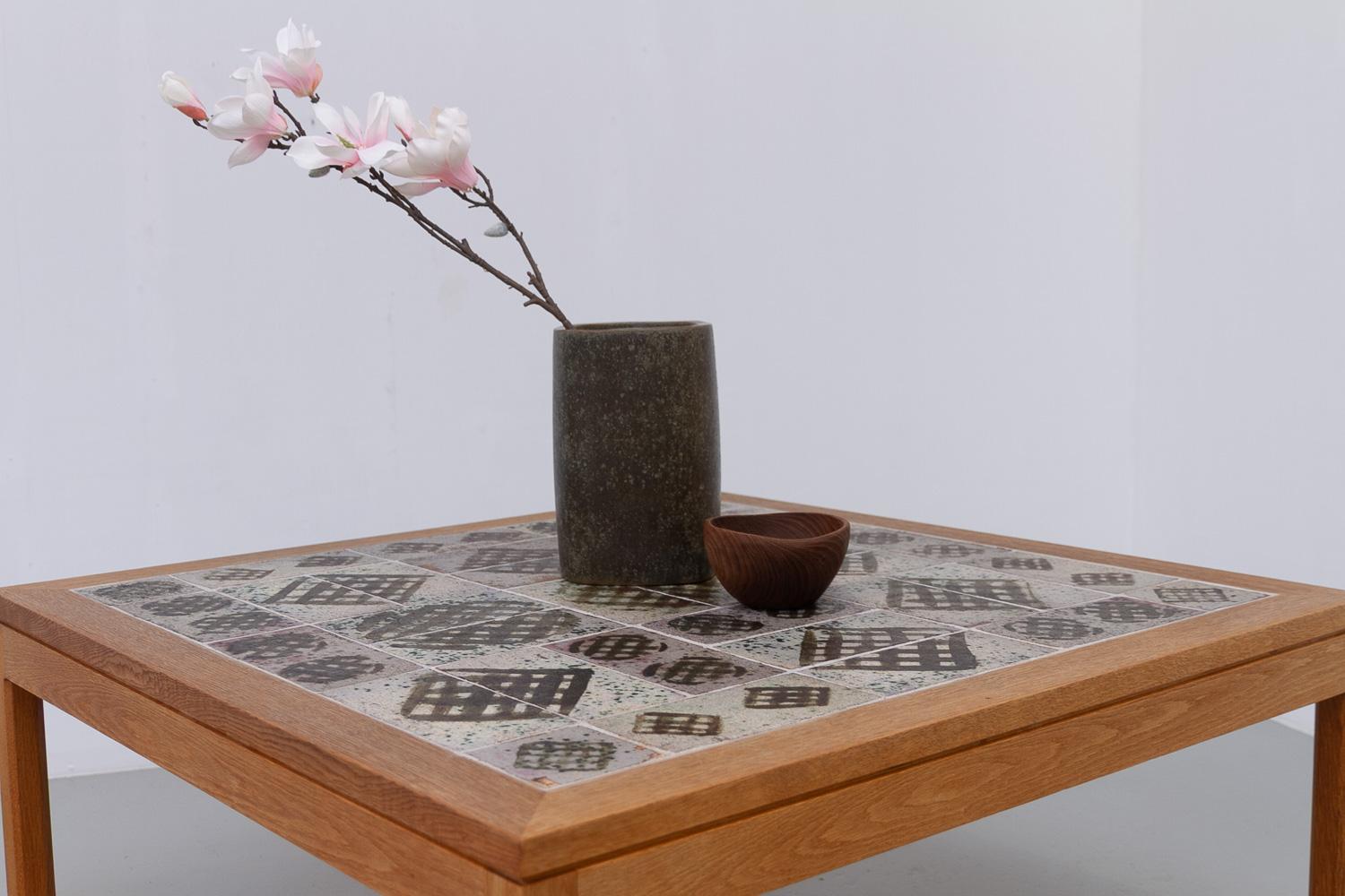 Danish Oak and Tile Coffee Table by Tue Poulsen, 1960s. For Sale 12