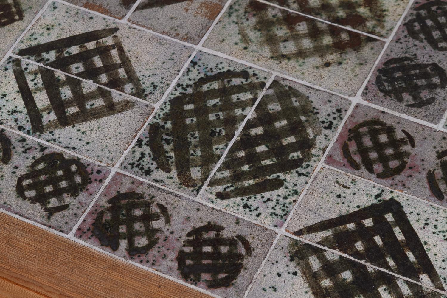 Ceramic Danish Oak and Tile Coffee Table by Tue Poulsen, 1960s. For Sale