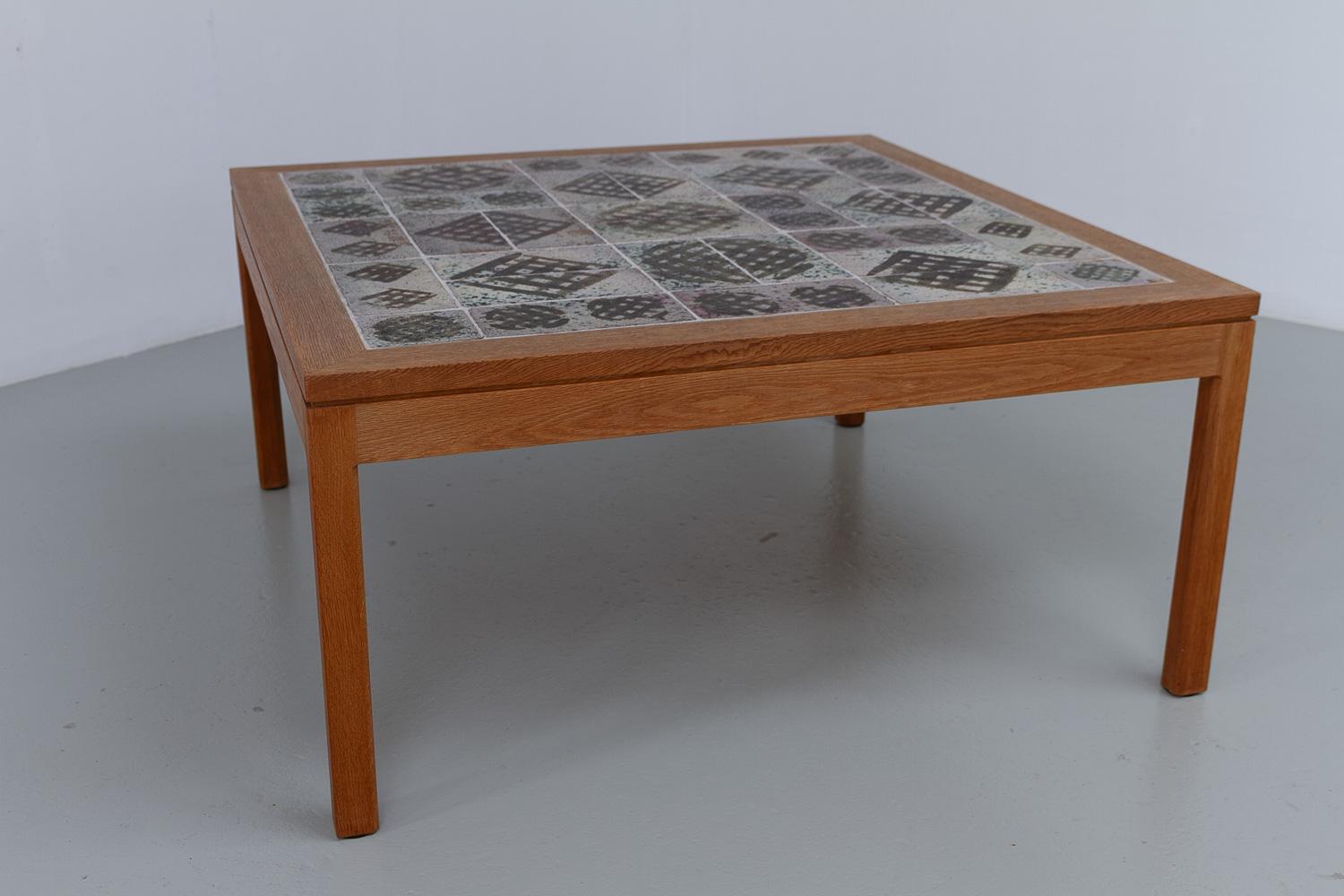 Danish Oak and Tile Coffee Table by Tue Poulsen, 1960s. For Sale 1