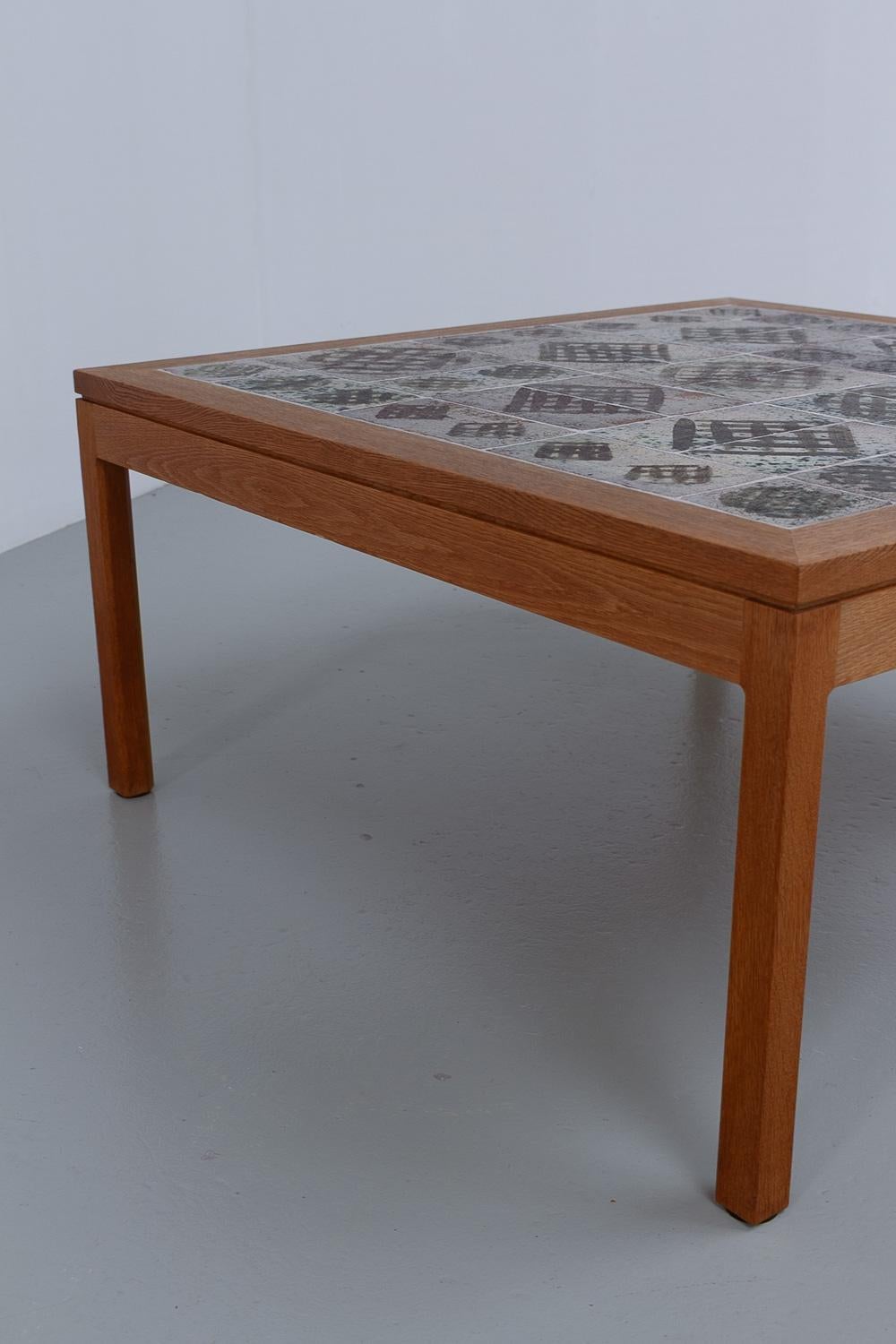 Danish Oak and Tile Coffee Table by Tue Poulsen, 1960s. For Sale 3
