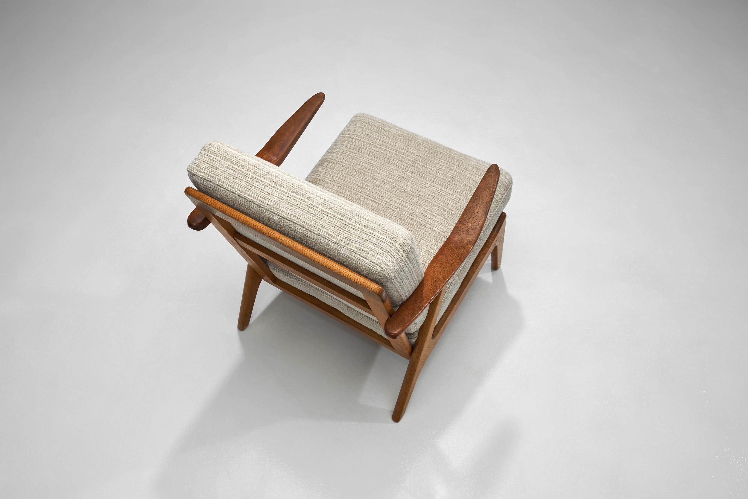 Fabric Danish Oak Armchair by H. Brockmann Petersen for Komfort, Denmark ca 1960s For Sale