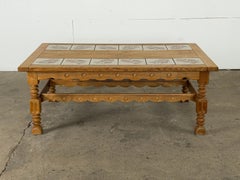 Danish Oak Brutalist Tile-Top Coffee Table, Henning Kjærnulf, 1960s
