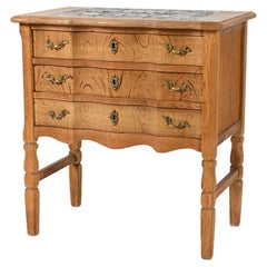 Retro Danish Oak Chest of Drawers With One-Of-A-Kind Ox Art Ceramic Tile Mosaic Top