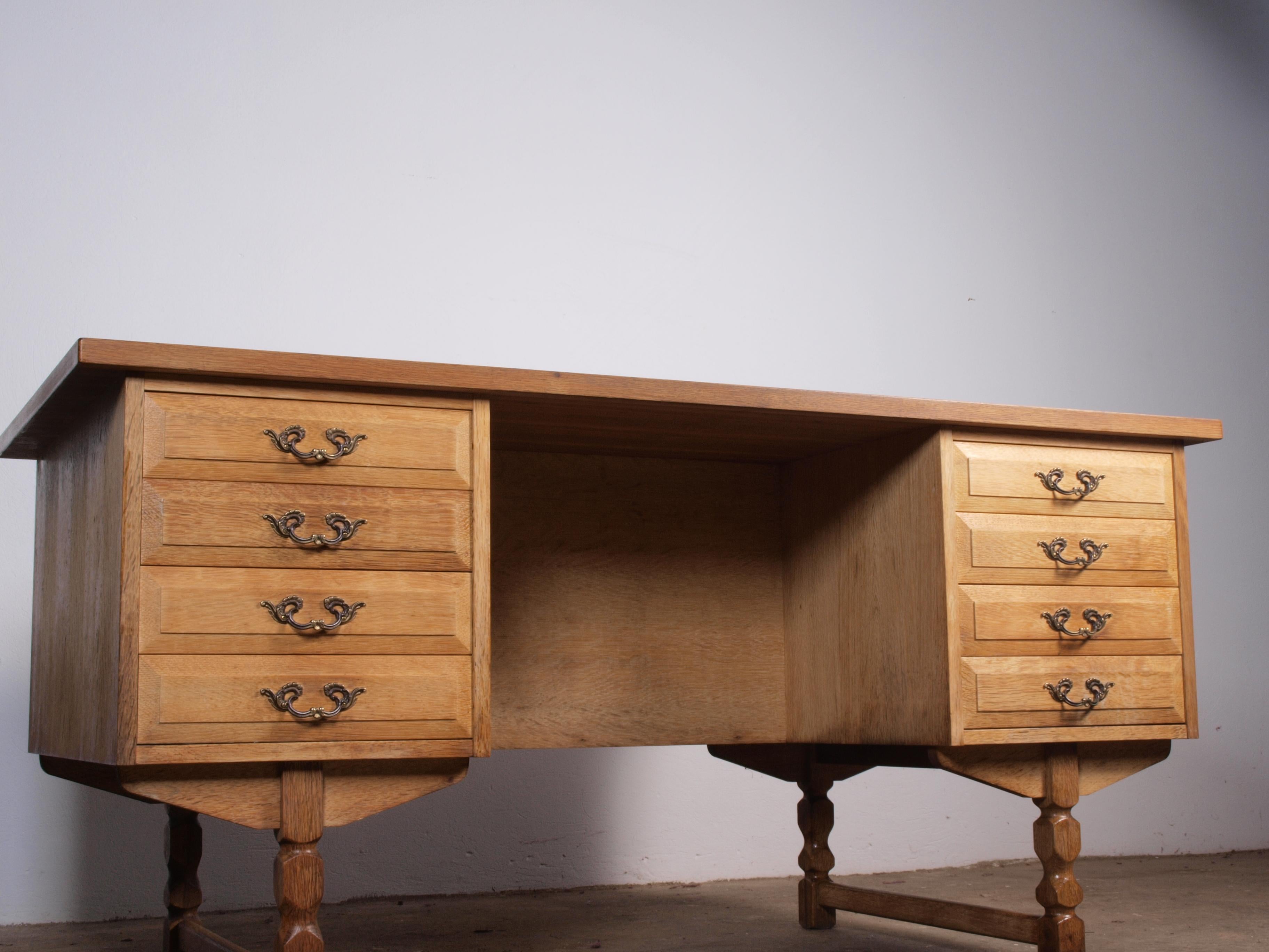 Danish Oak Desk attributed to Henning Kjaernulf, mid-century For Sale 5