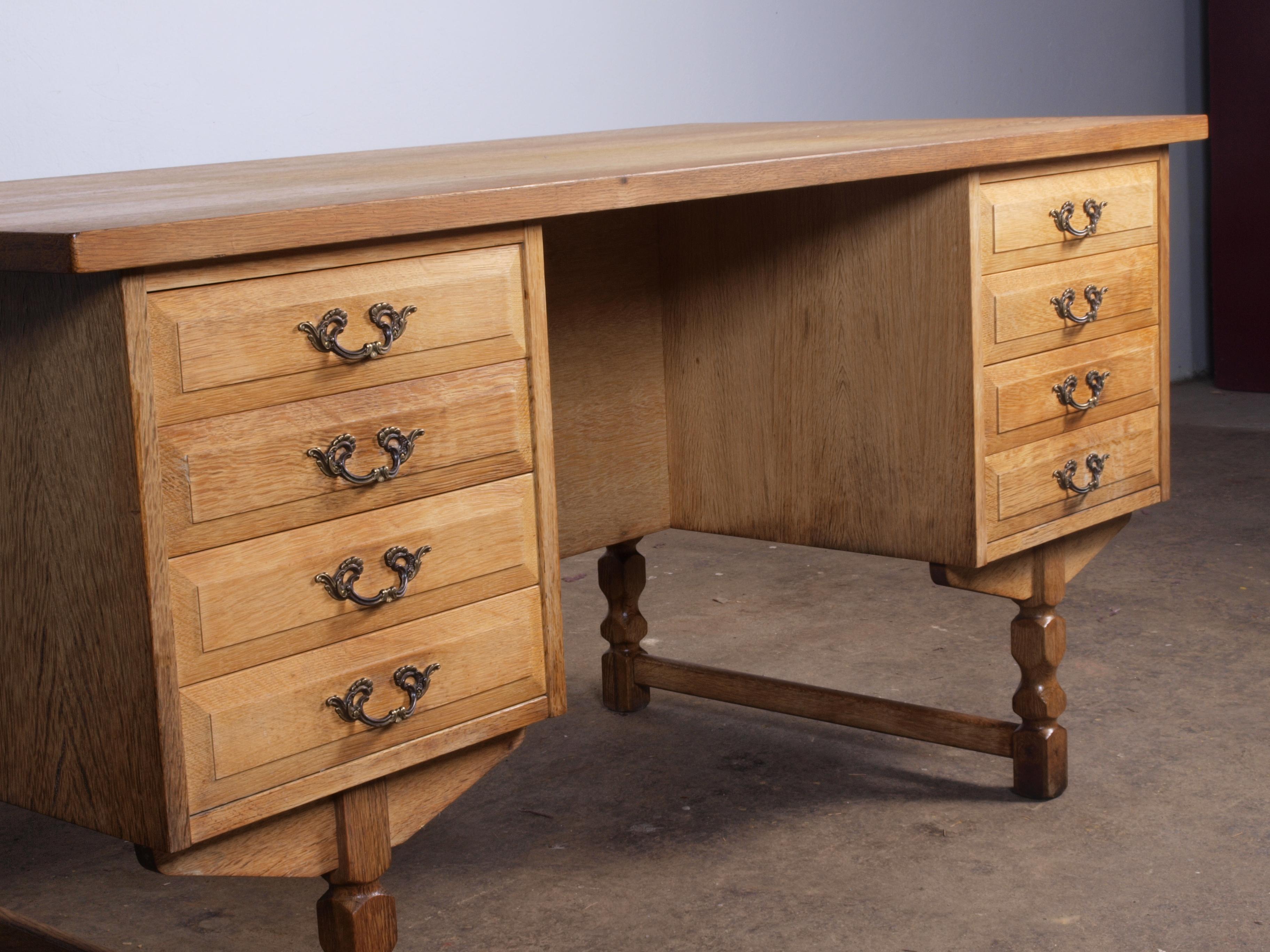 Danish Oak Desk attributed to Henning Kjaernulf, mid-century For Sale 6