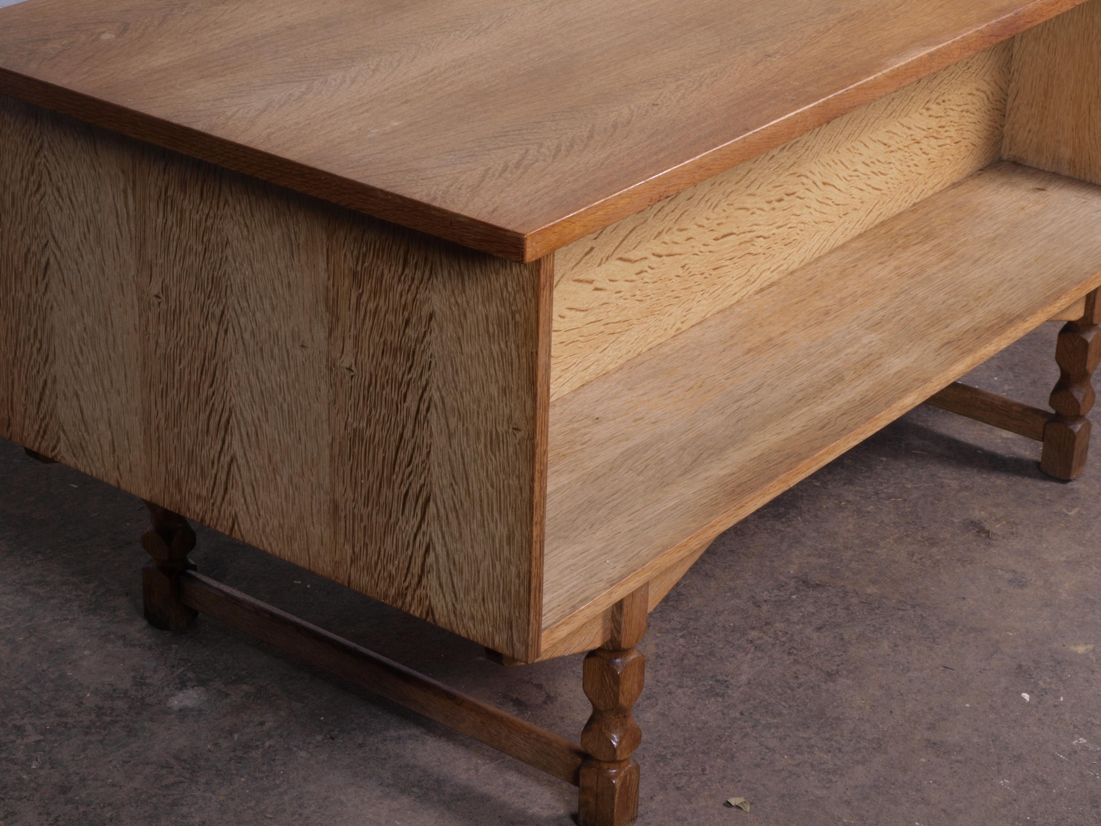 Danish Oak Desk attributed to Henning Kjaernulf, mid-century For Sale 7