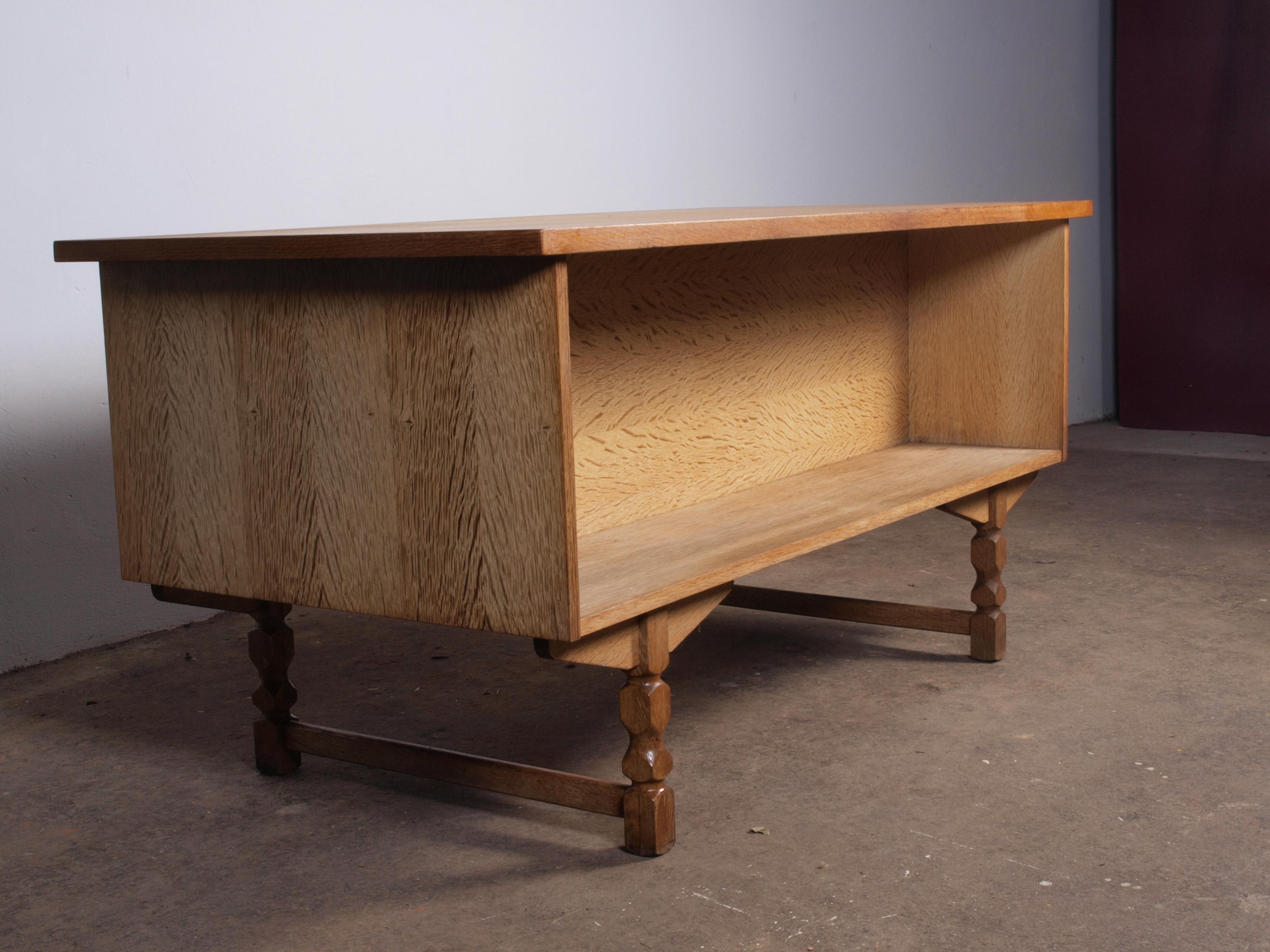 Danish Oak Desk attributed to Henning Kjaernulf, mid-century For Sale 8