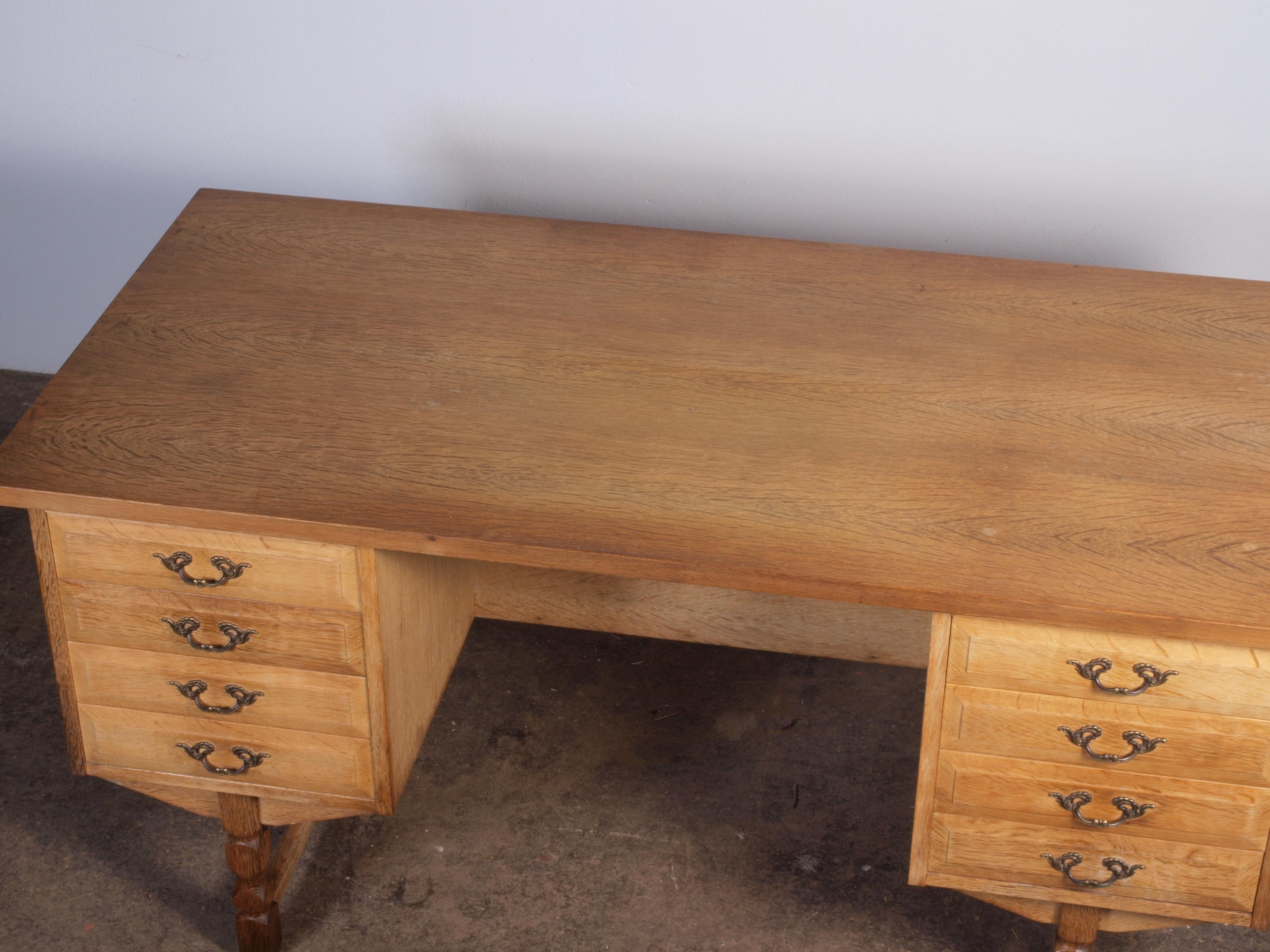 Danish Oak Desk attributed to Henning Kjaernulf, mid-century For Sale 1