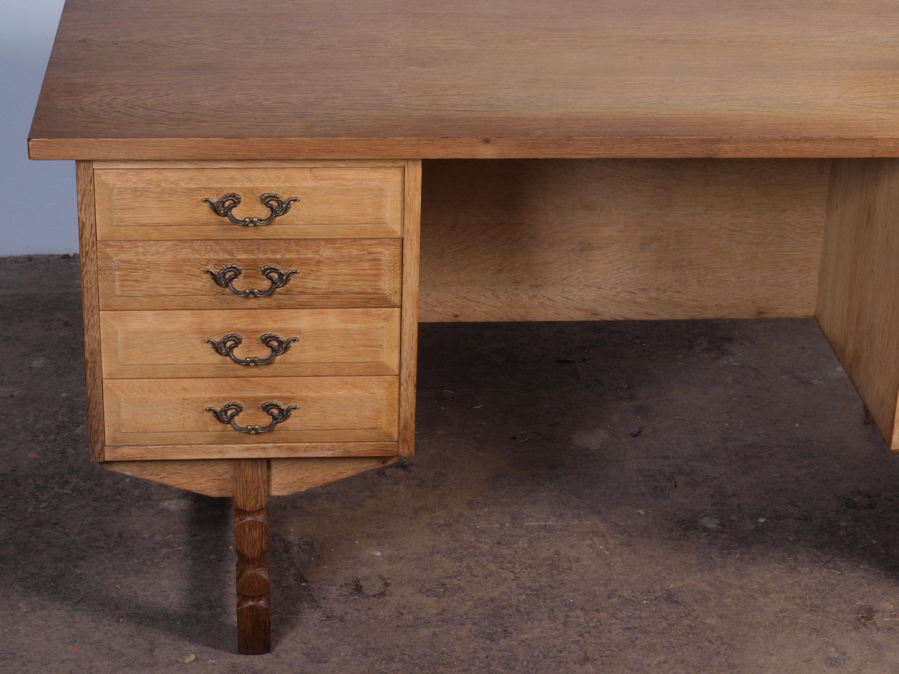 Danish Oak Desk attributed to Henning Kjaernulf, mid-century For Sale 1