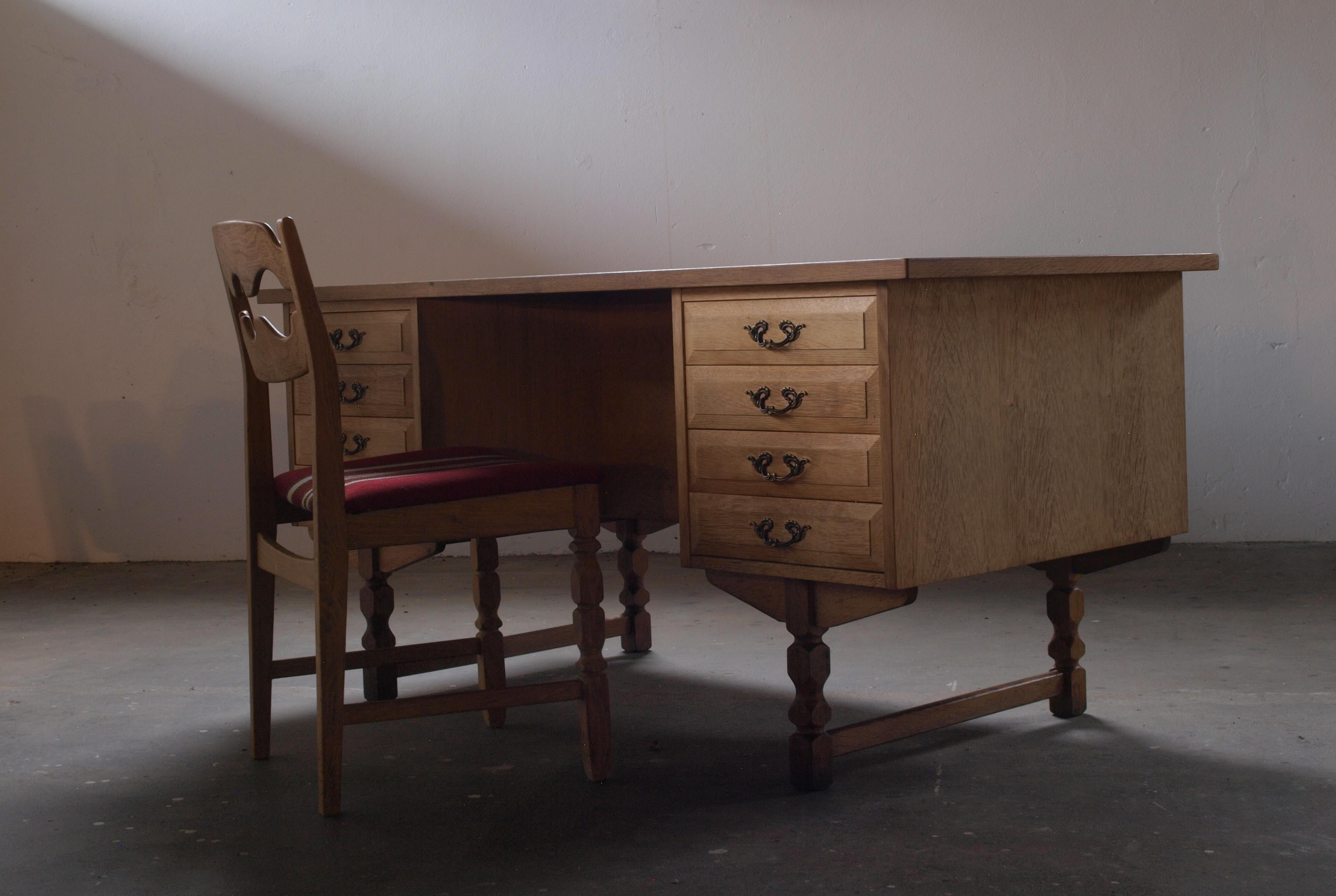 Danish Oak Desk attributed to Henning Kjaernulf, mid-century For Sale 2
