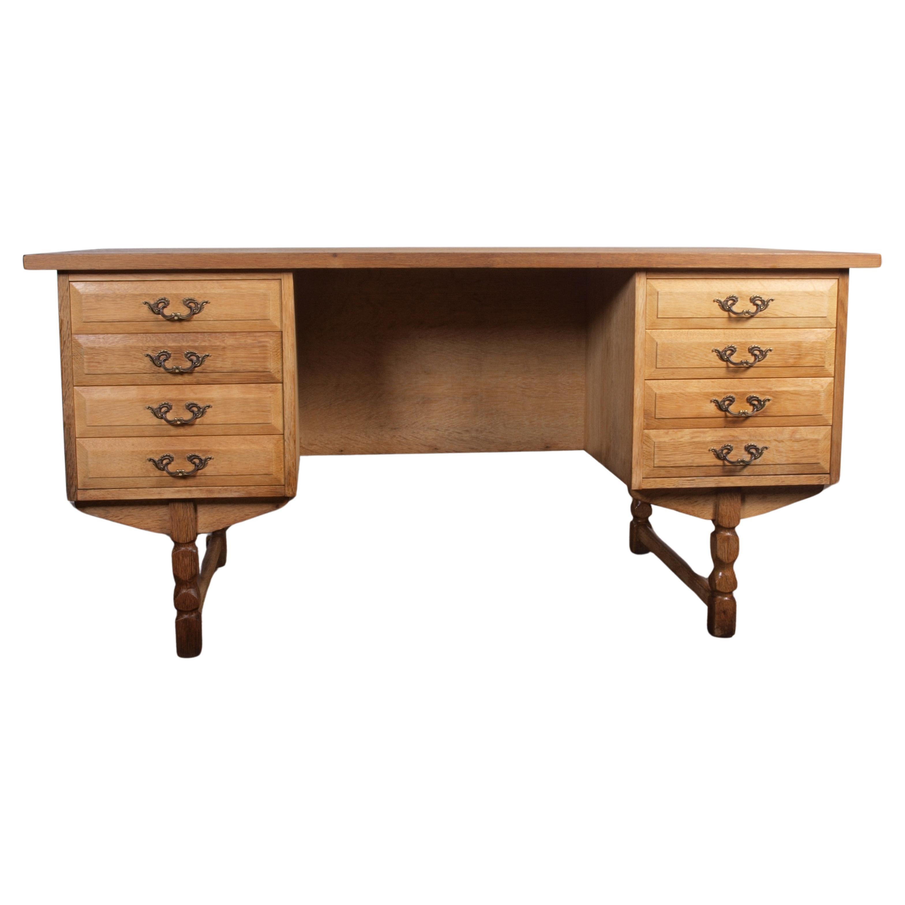 Danish Oak Desk attributed to Henning Kjaernulf, mid-century For Sale