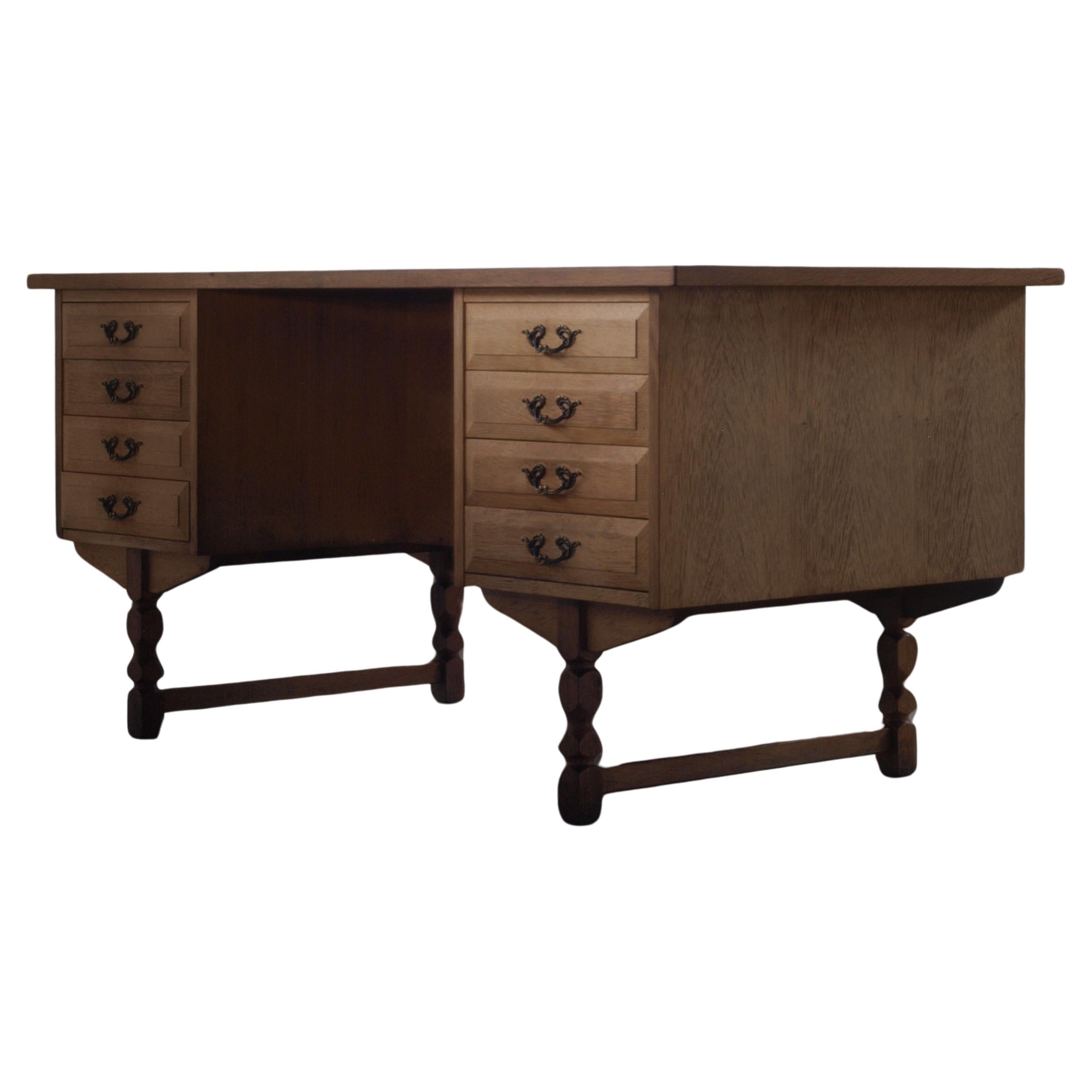 Danish Oak Desk attributed to Henning Kjaernulf, mid-century For Sale