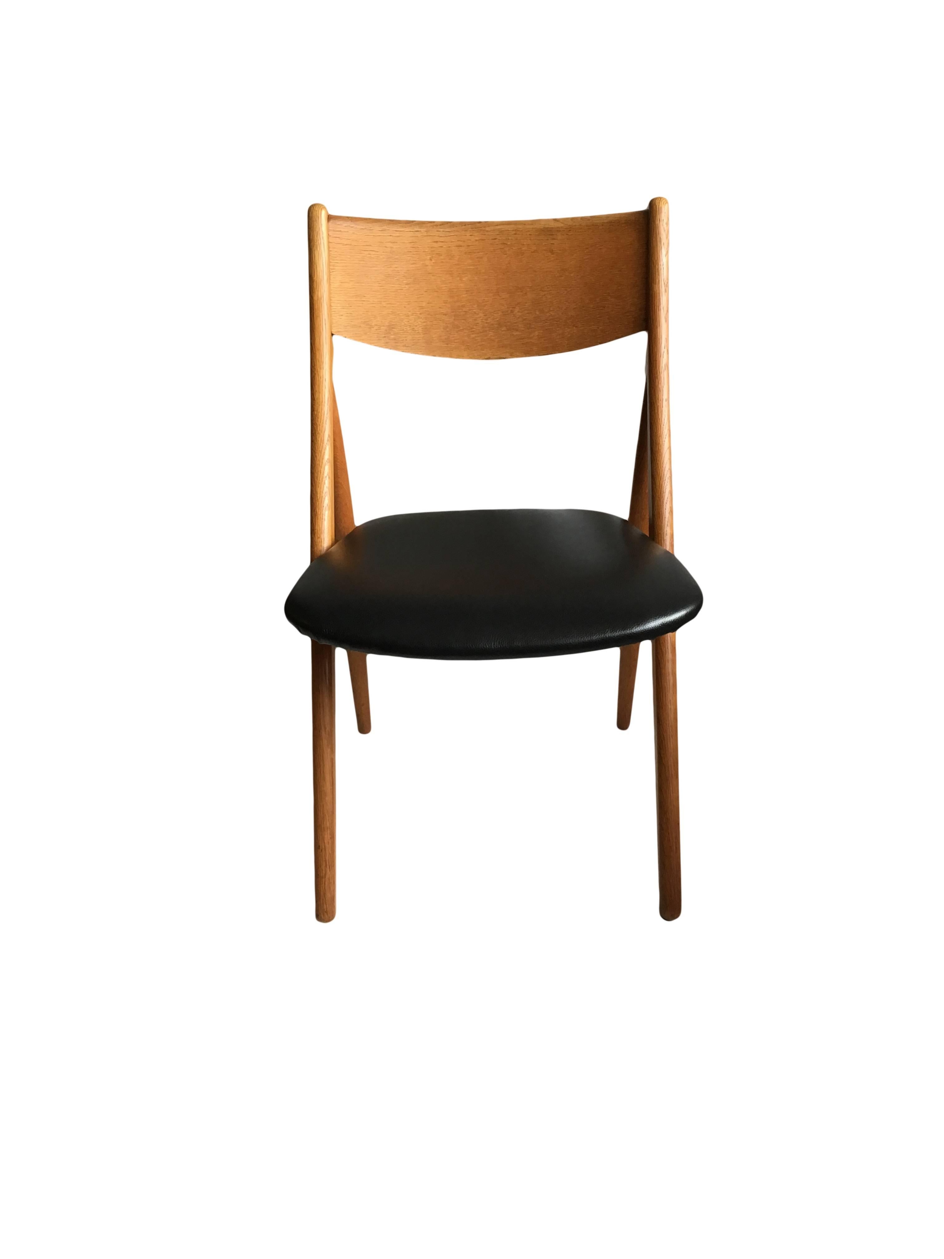 Danish Oak Midcentury Dining Chairs, Six, Fully Refurbished  2
