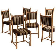 Danish Oak Dining Chairs in the Style of Henning Kjaernulf, a Set of 6