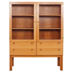 Danish Oak Display Cabinet with Drawers, 1960s, Set of 3 Danish Oak Display Cabi