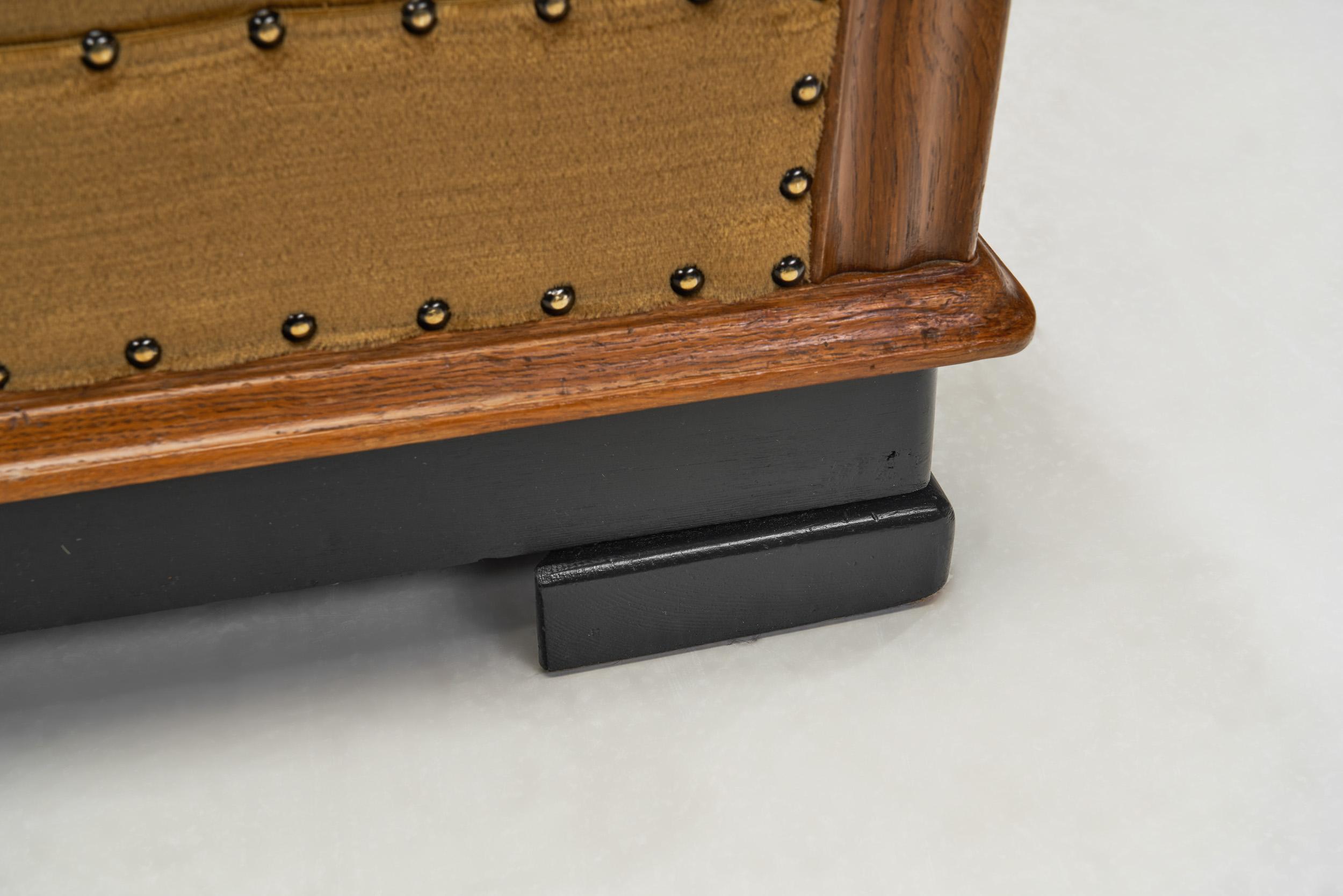 Danish Oak Easy Chair with Black Stained Legs, Denmark 1940s 10