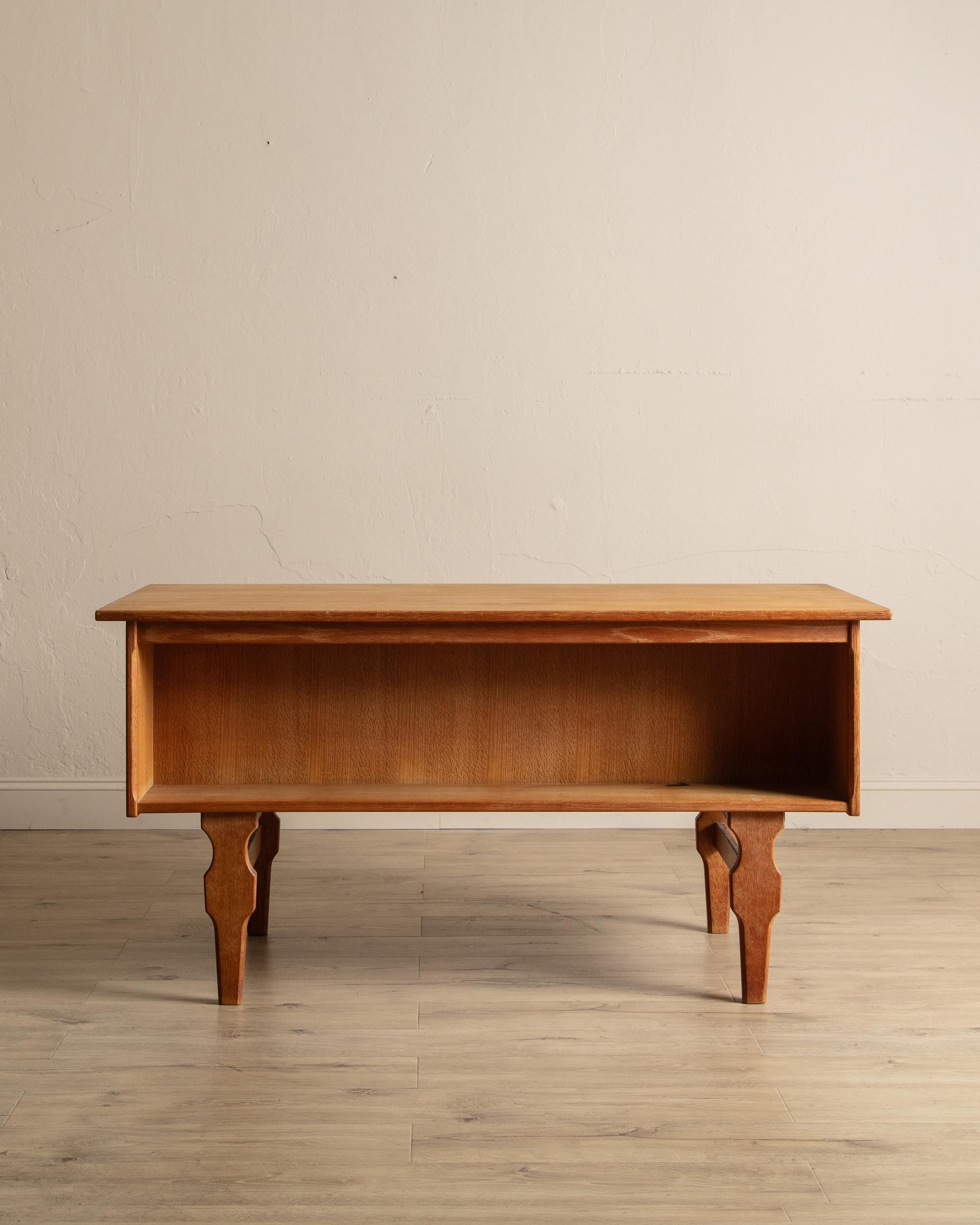 Danois Bureau de direction en Oak danois avec bibliothèque frontale, années 1970
