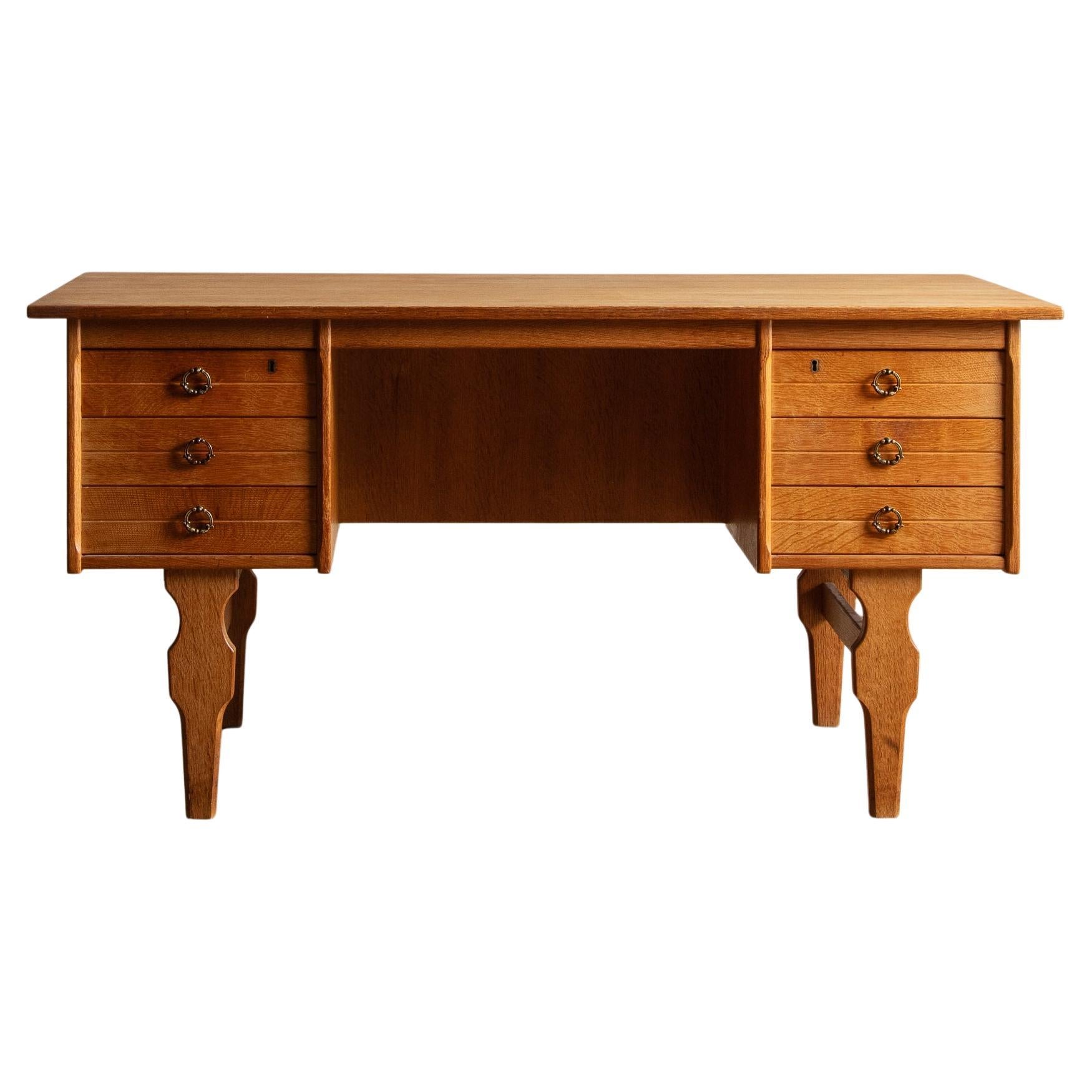 Bureau de direction en Oak danois avec bibliothèque frontale, années 1970